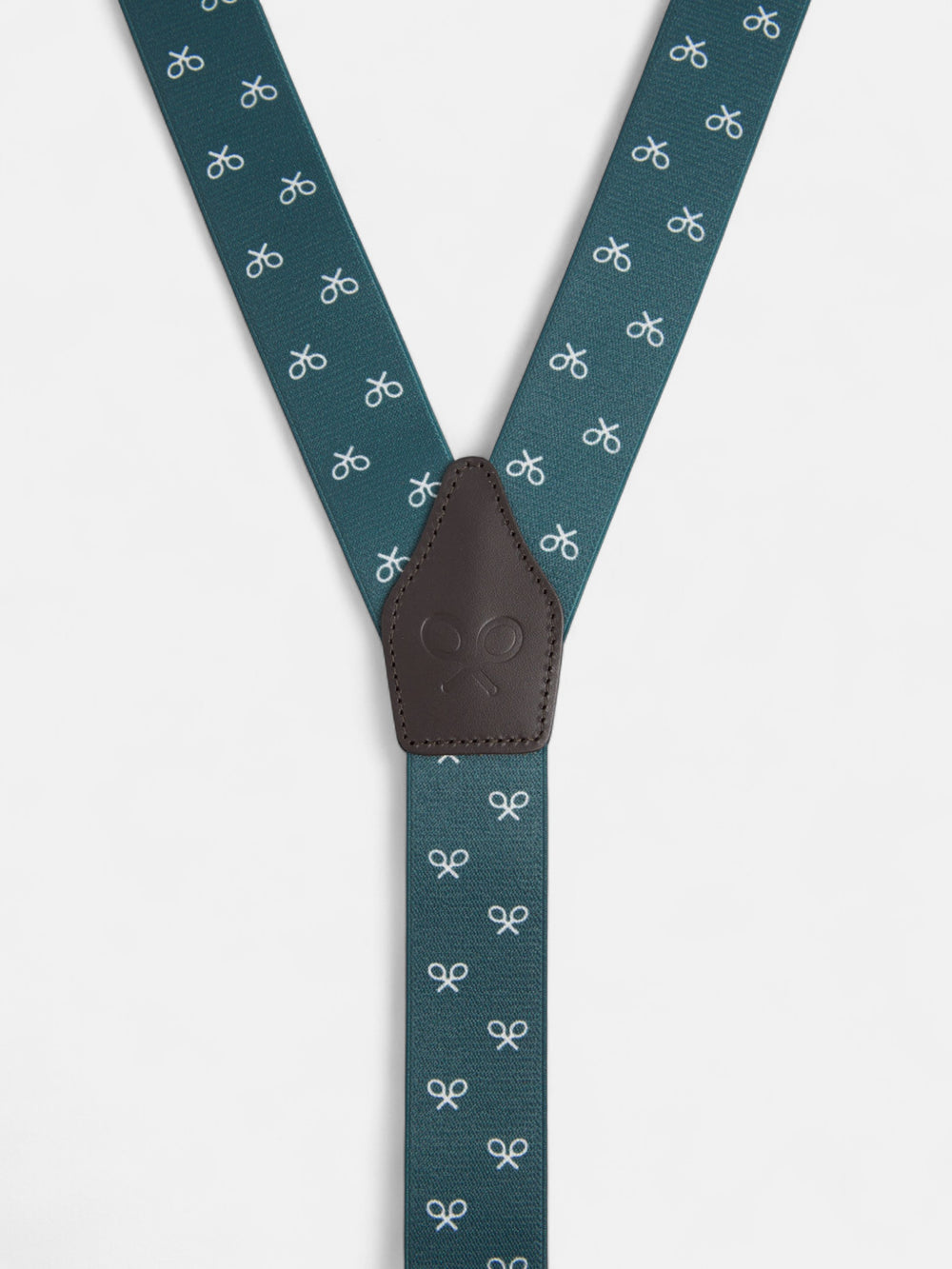 Green Silbon suspenders with white racket