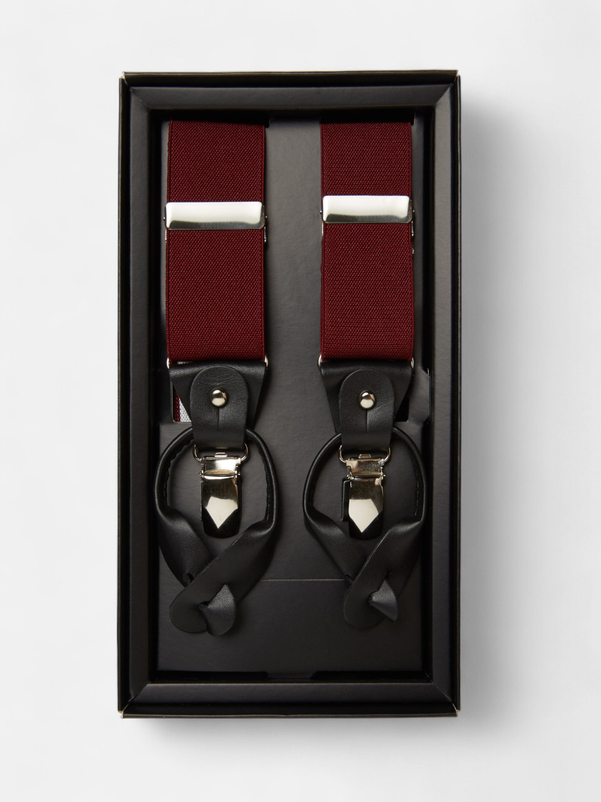 Plain burgundy Silbon suspenders