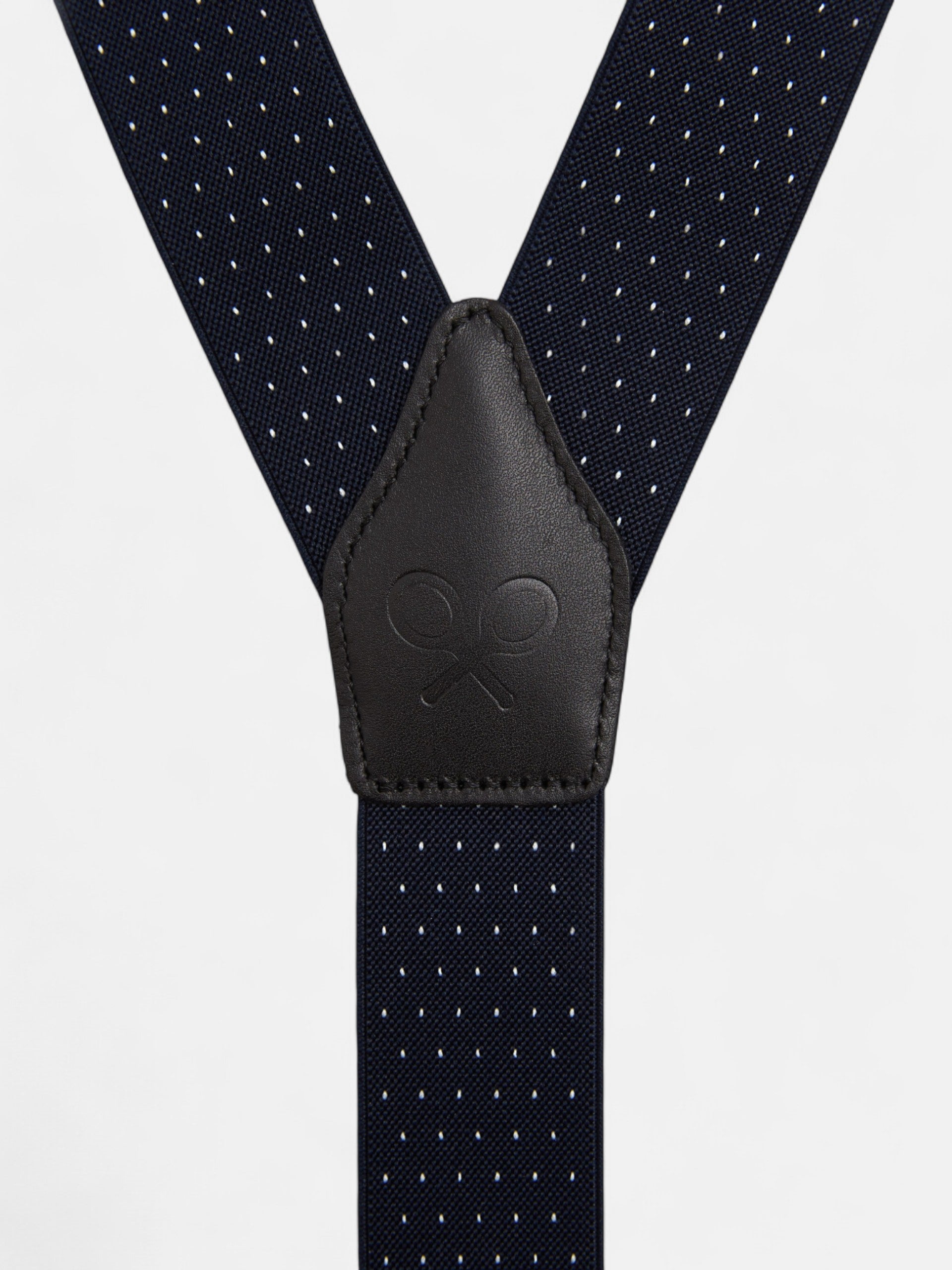 Silbon navy blue polka dot suspenders