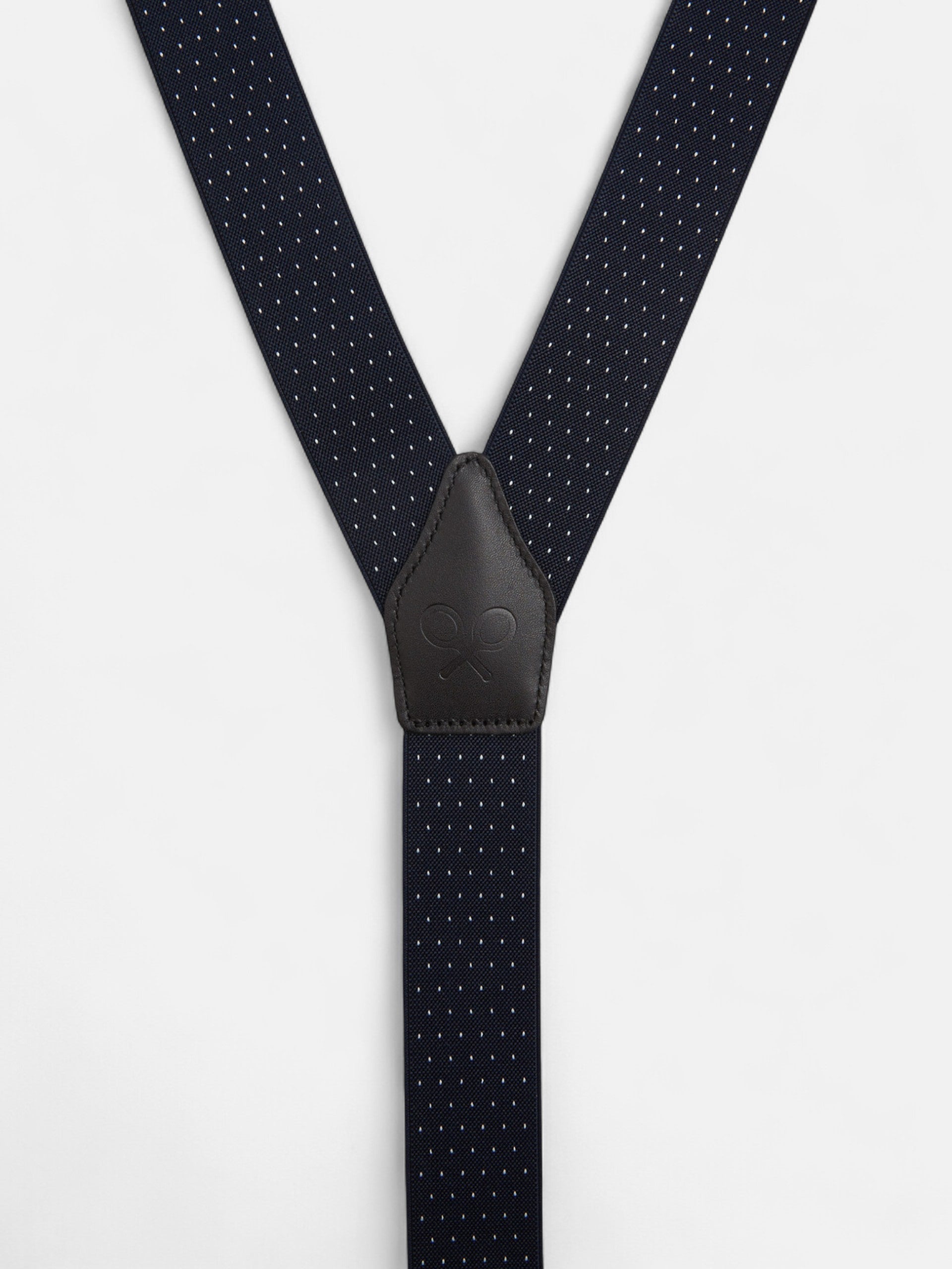 Silbon navy blue polka dot suspenders