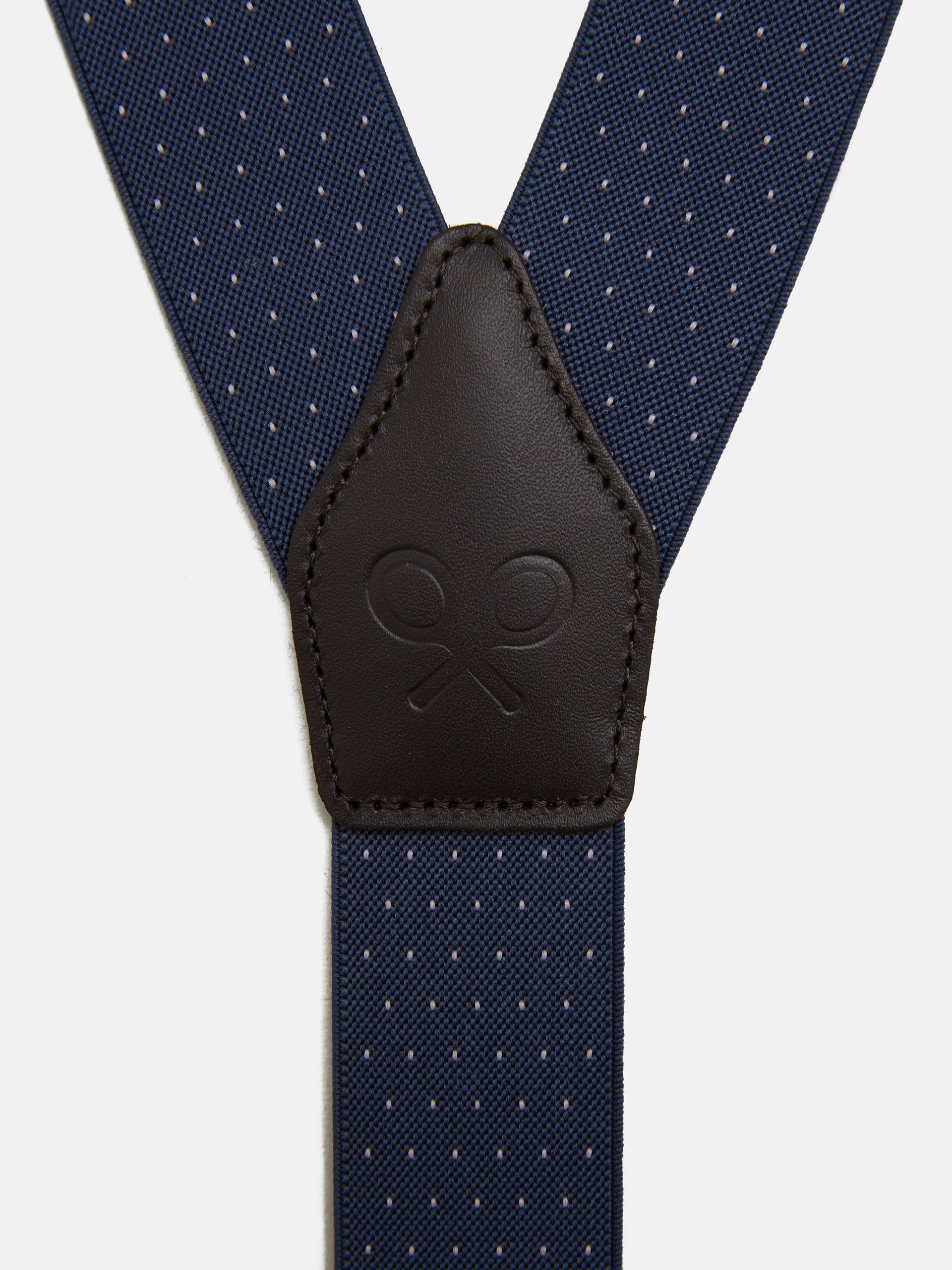 Silbon blue polka dot suspenders
