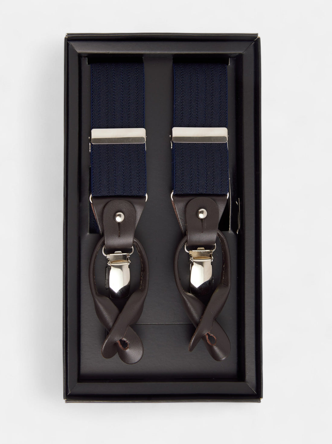 Bretelles Silbon bleu marine à chevrons