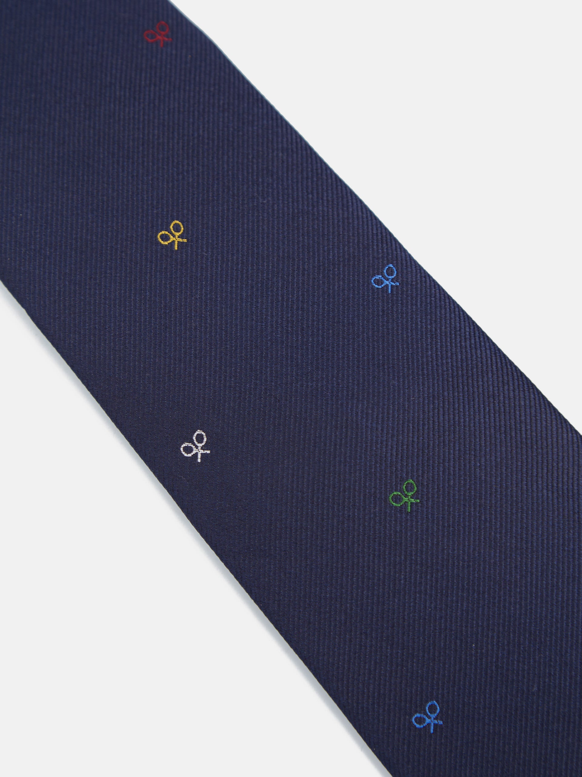 Silbon tie with multicolor racket motifs