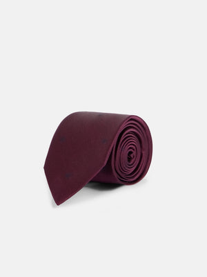 Cravate Silbon motifs raquettes bordeaux