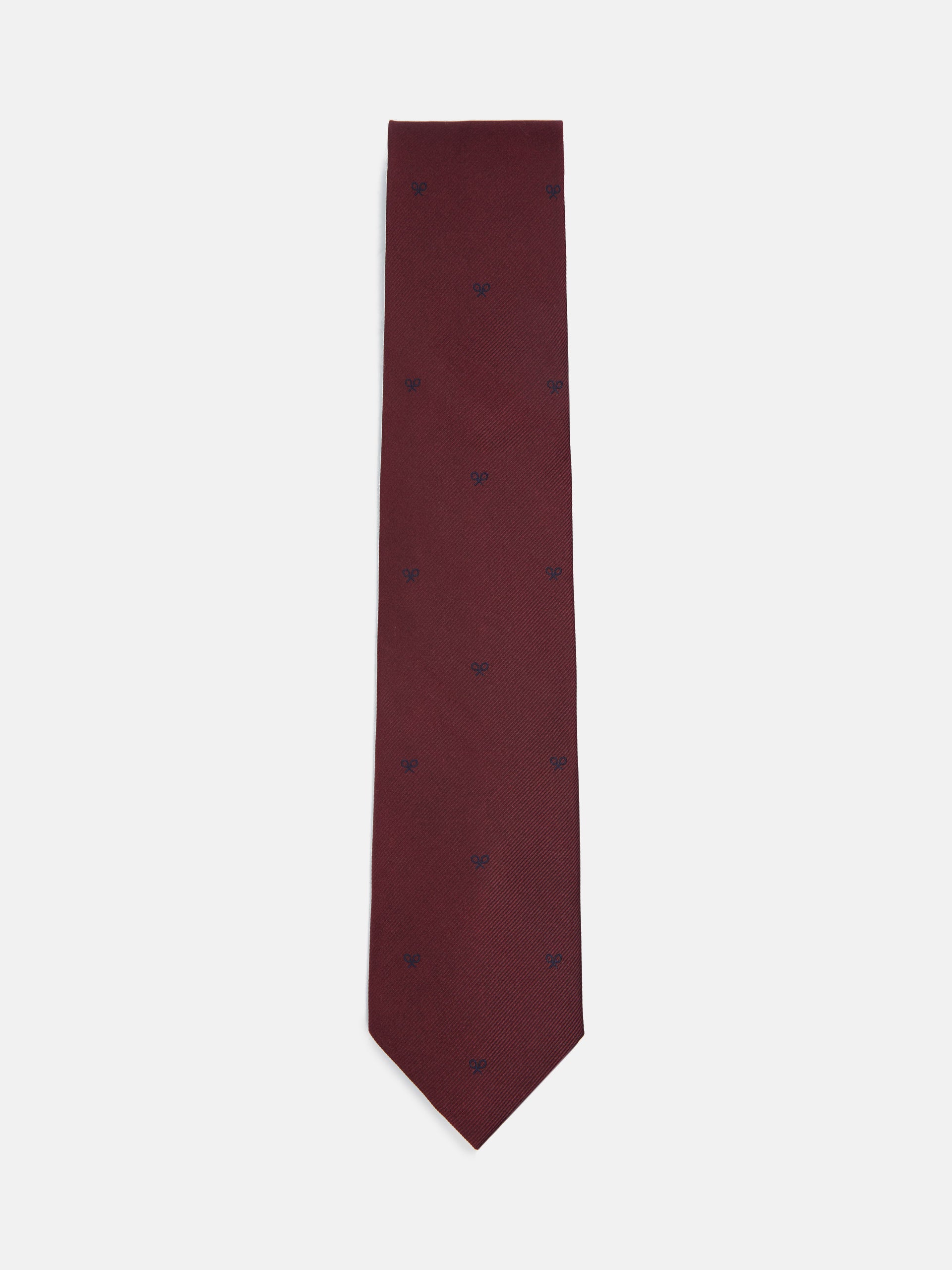 Cravate Silbon motifs raquettes bordeaux