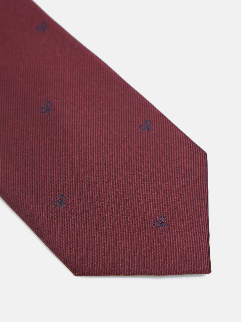 Cravate Silbon motifs raquettes bordeaux