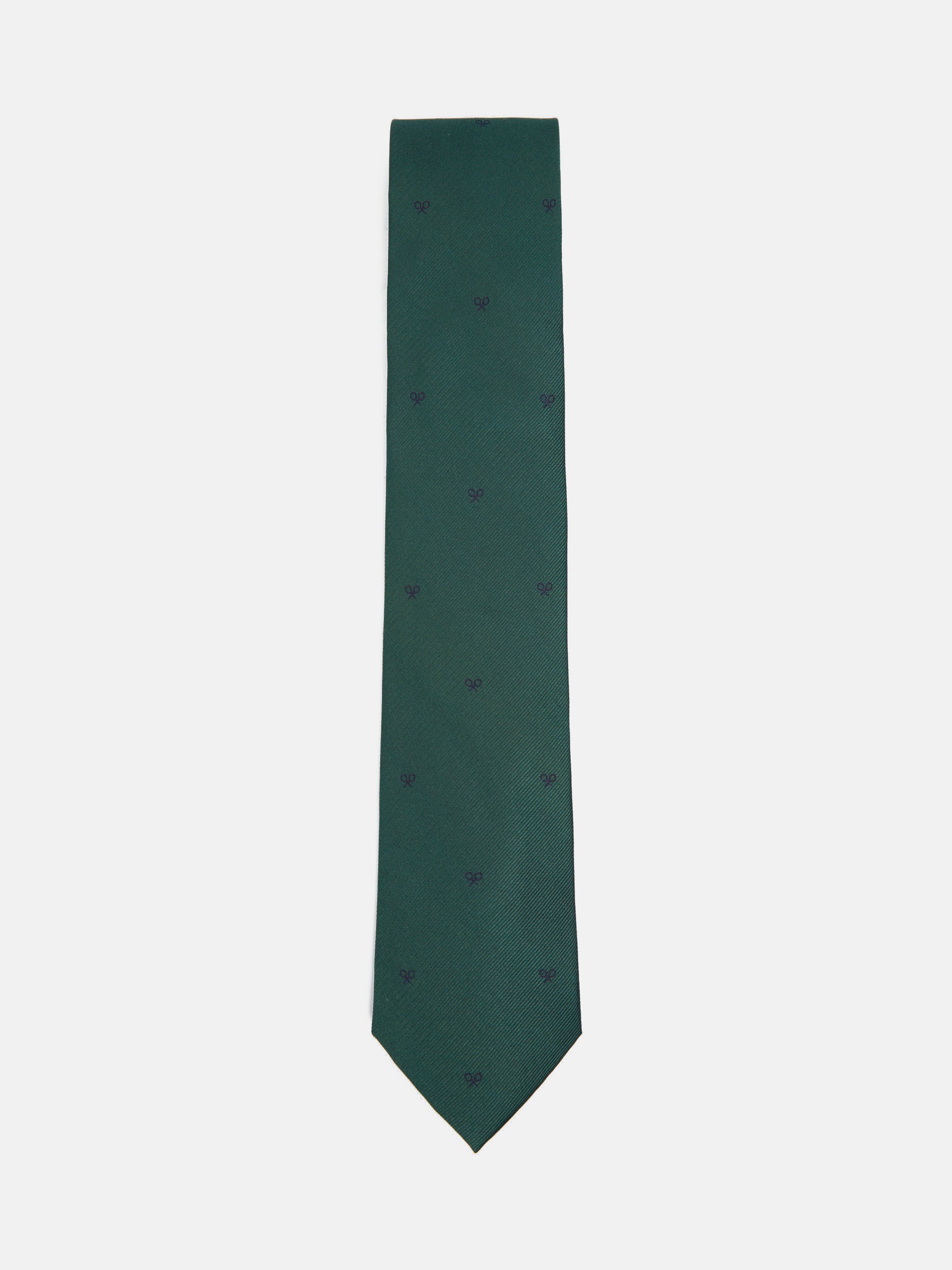 Silbon tie with green racket motifs