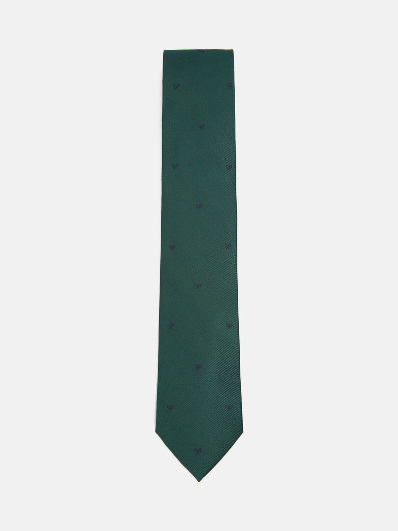 Cravate Silbon motifs raquettes vert