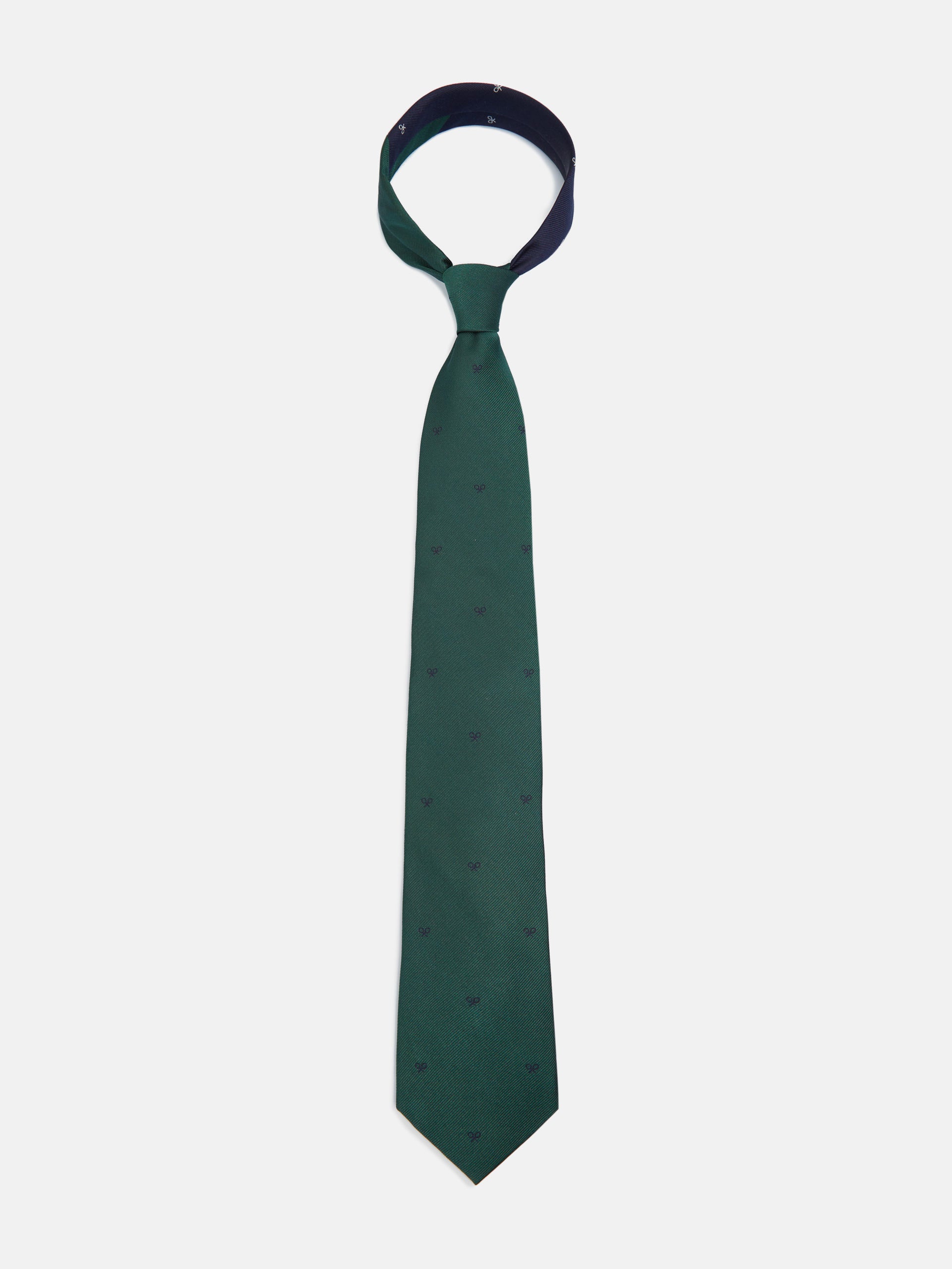 Silbon tie with green racket motifs
