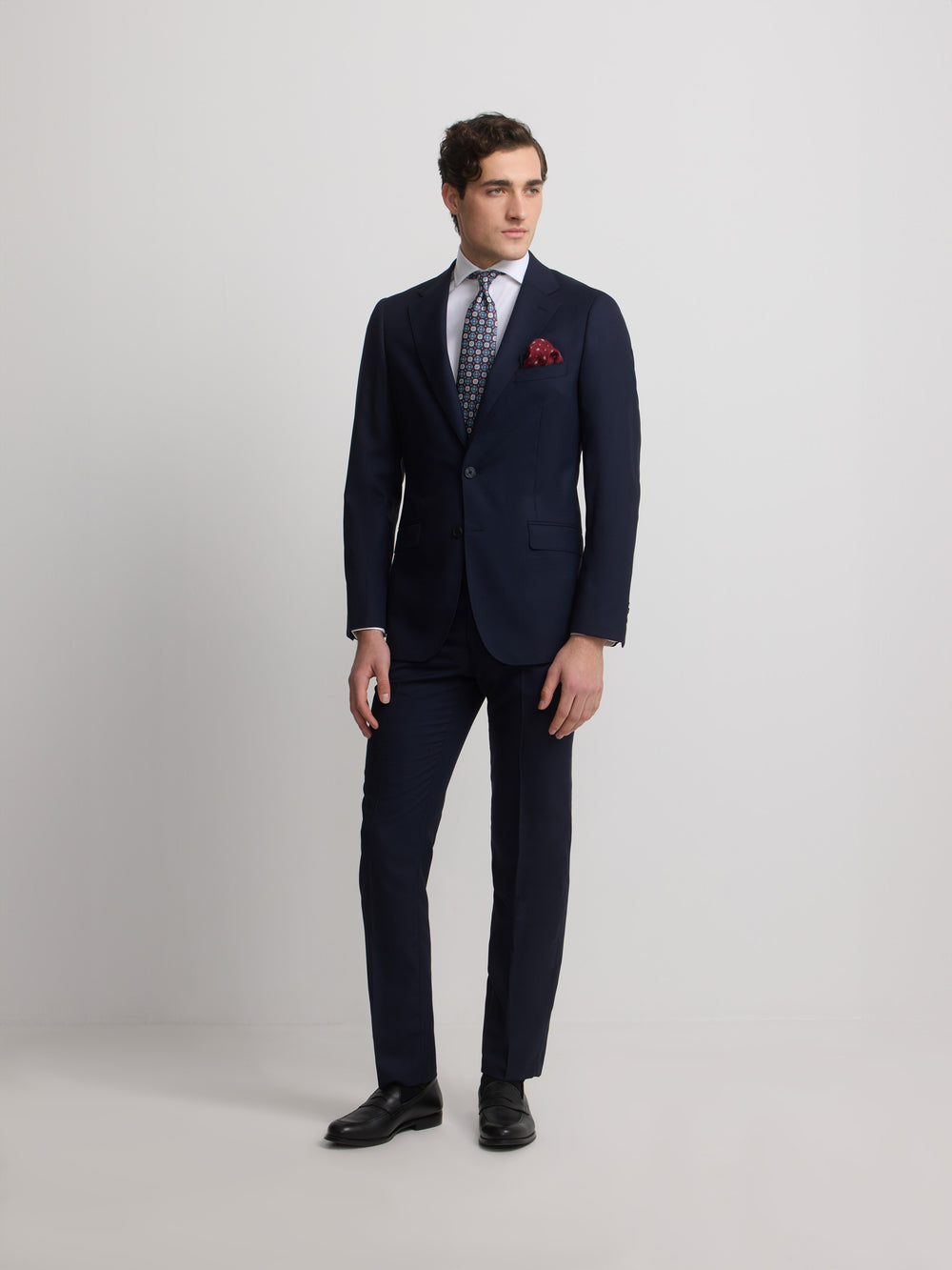 Navy blue structured suit jacket