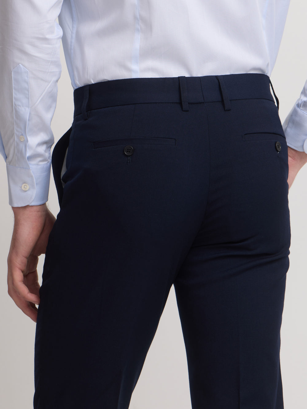 Pantalon traje natural stretch azul claro