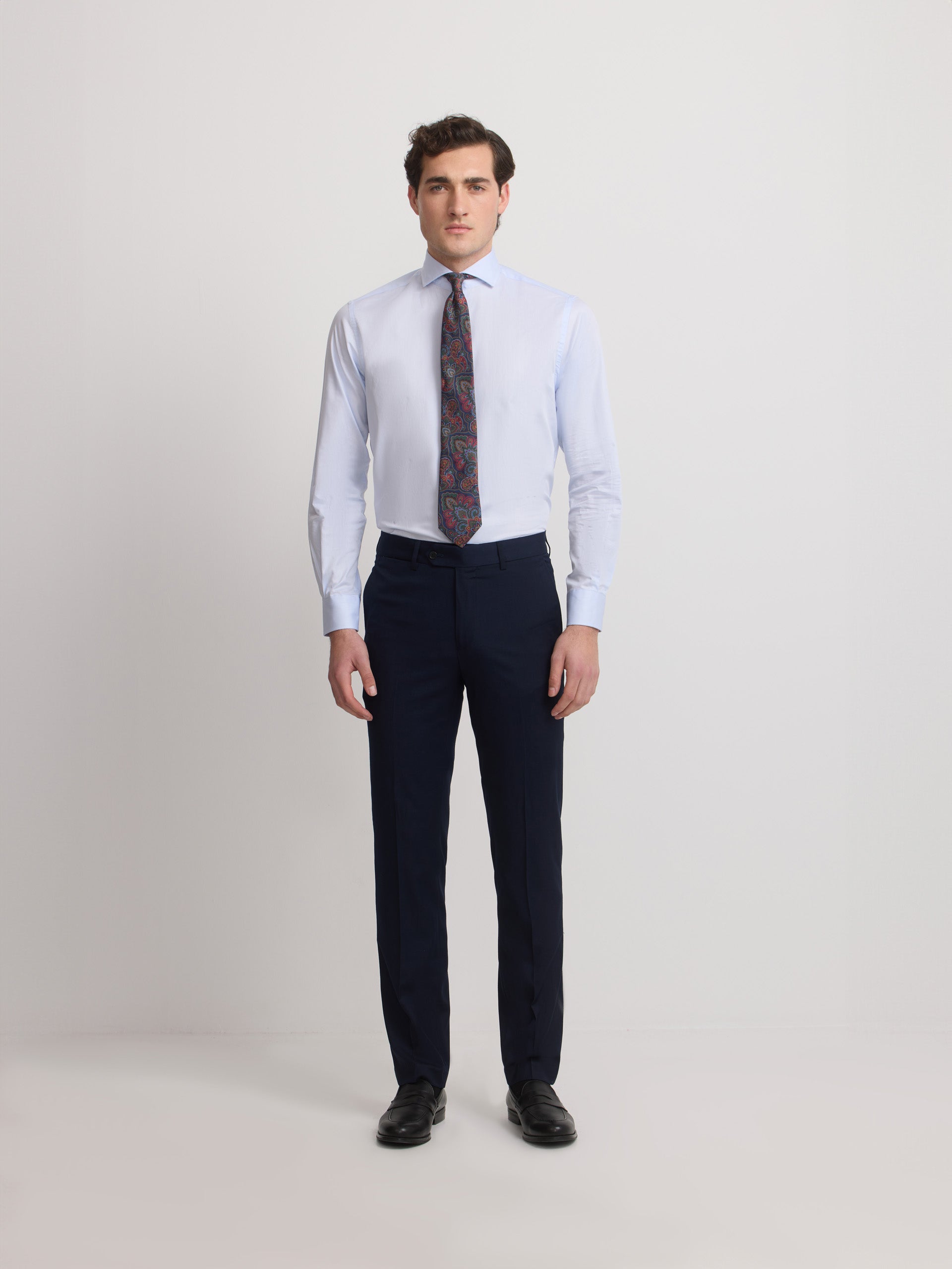 Light blue natural stretch suit trousers
