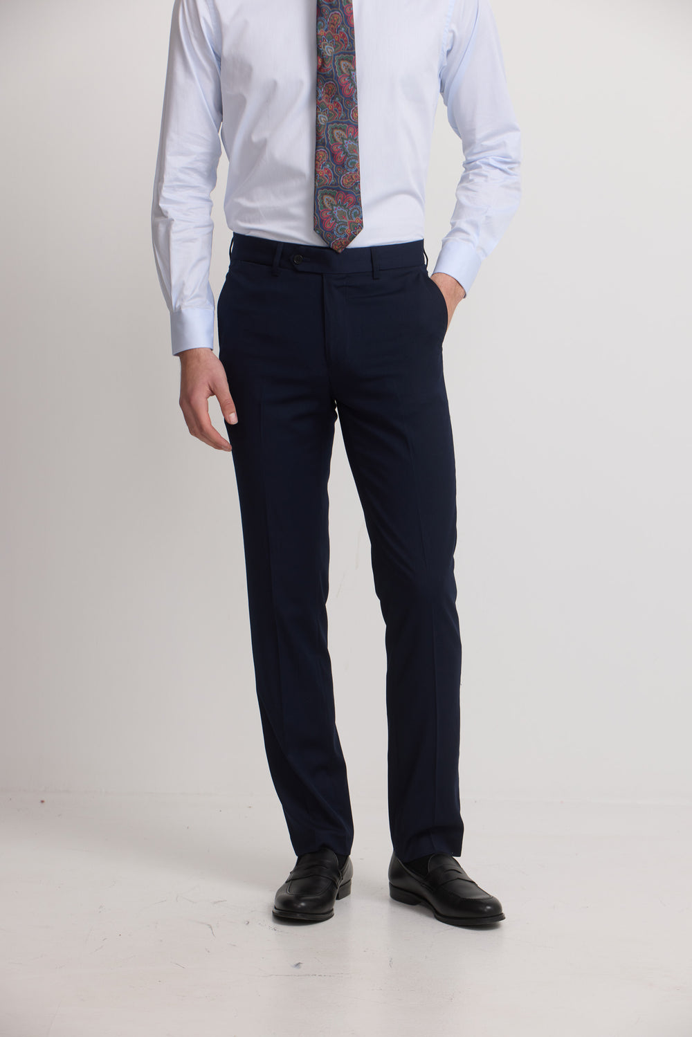Pantalon traje natural stretch azul claro