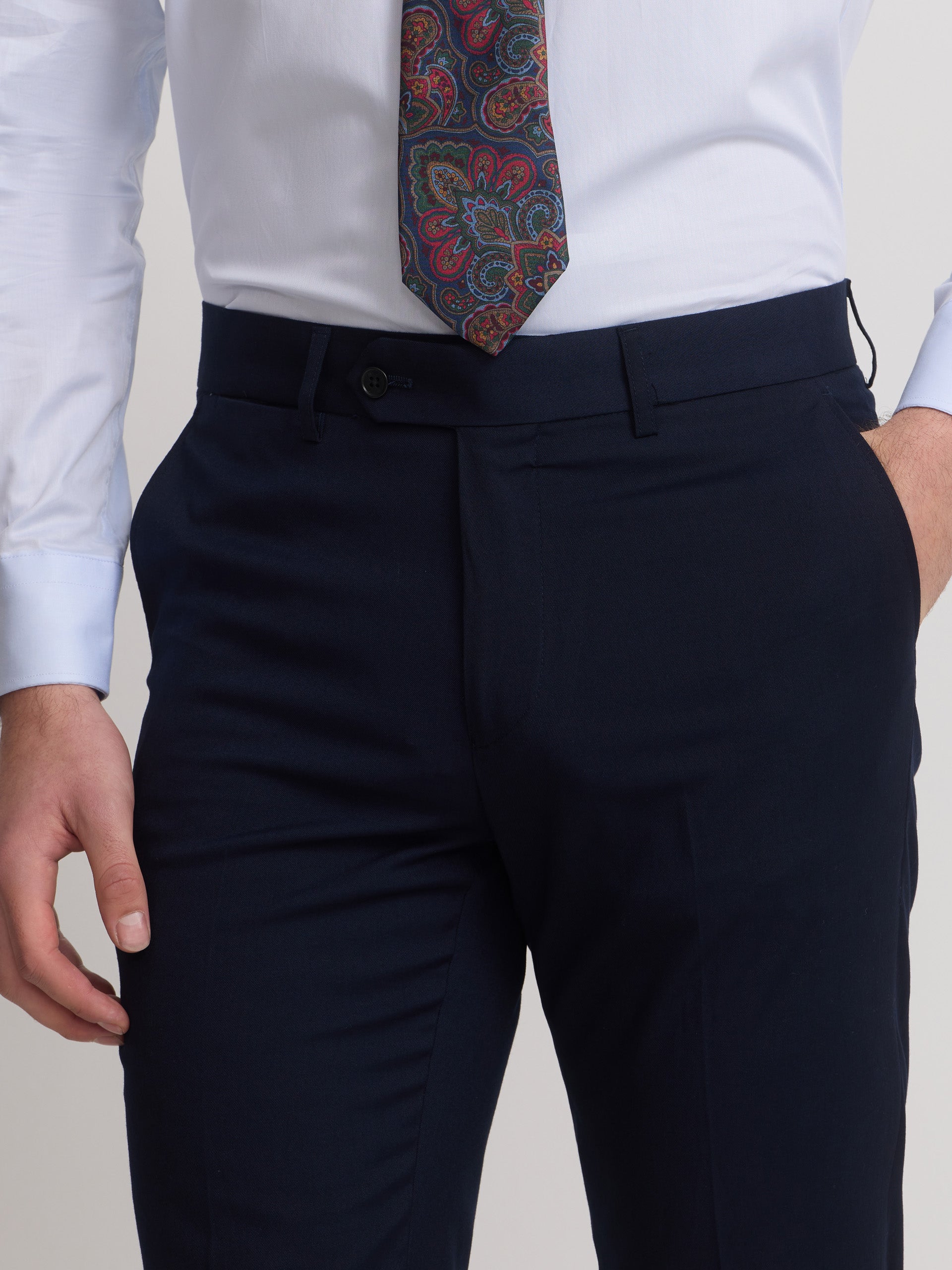 Light blue natural stretch suit trousers