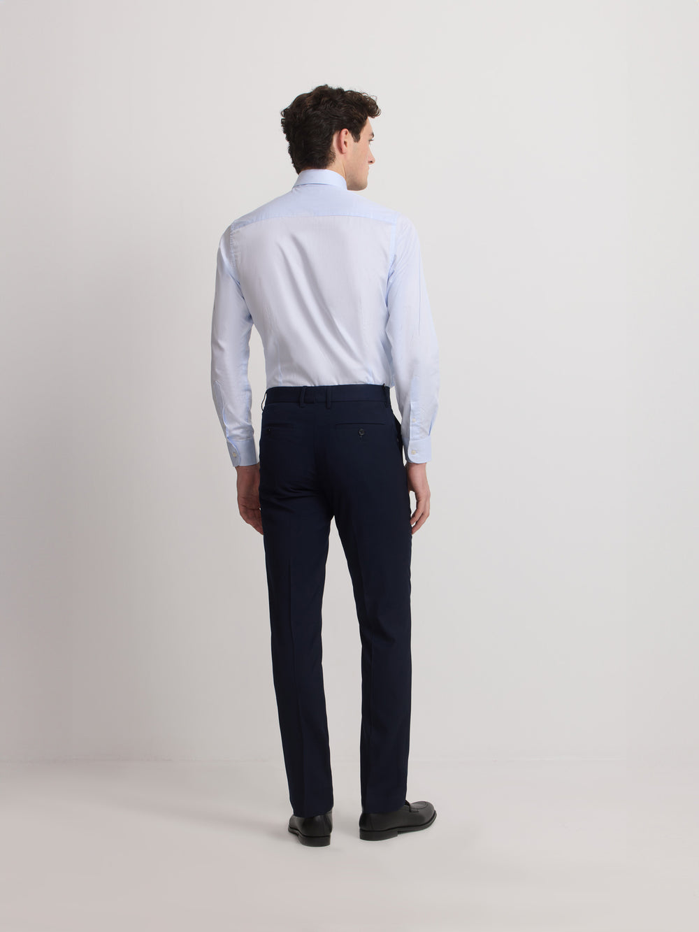 Pantalon traje natural stretch azul claro