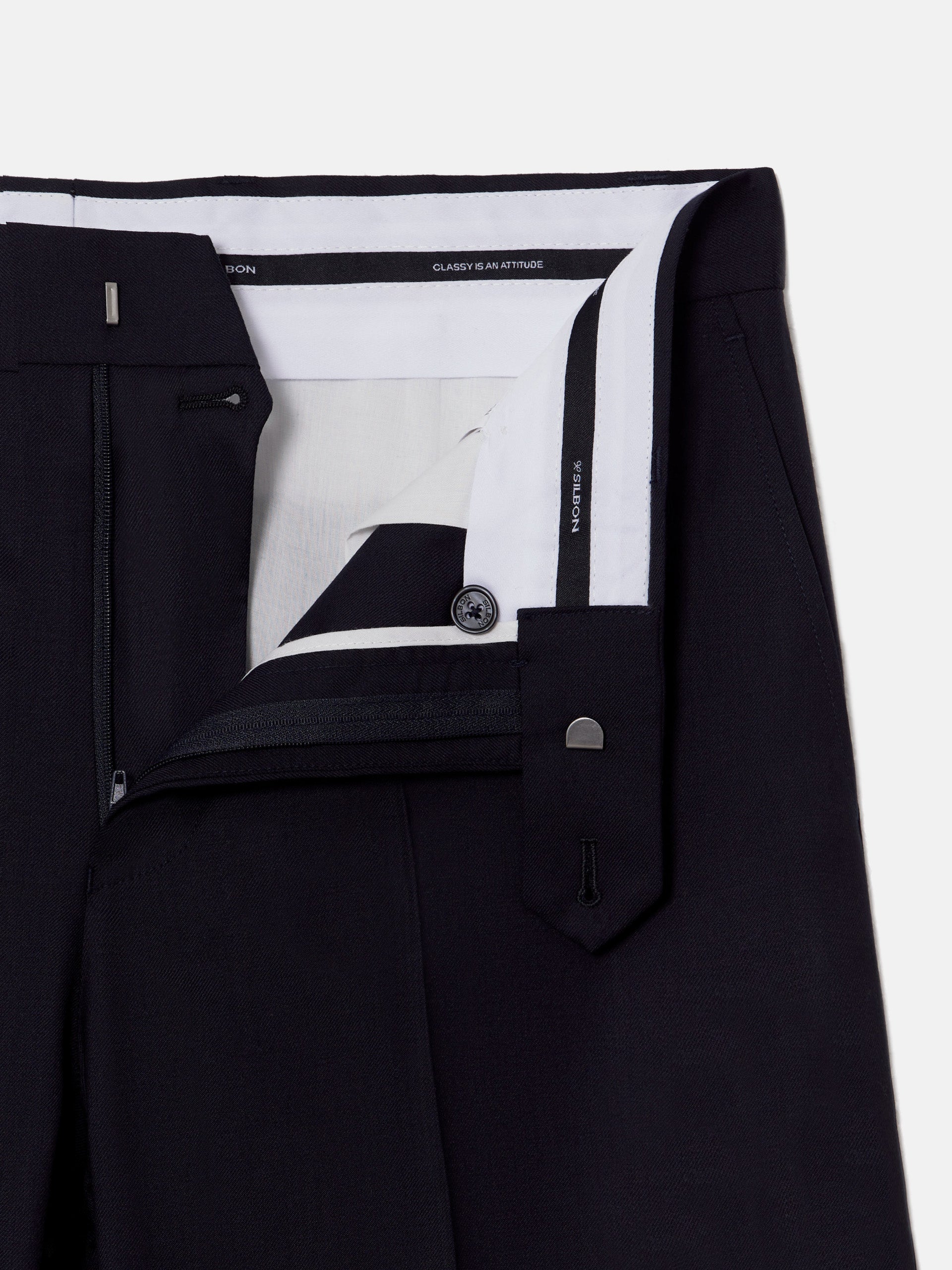 Natural stretch dark navy suit trousers