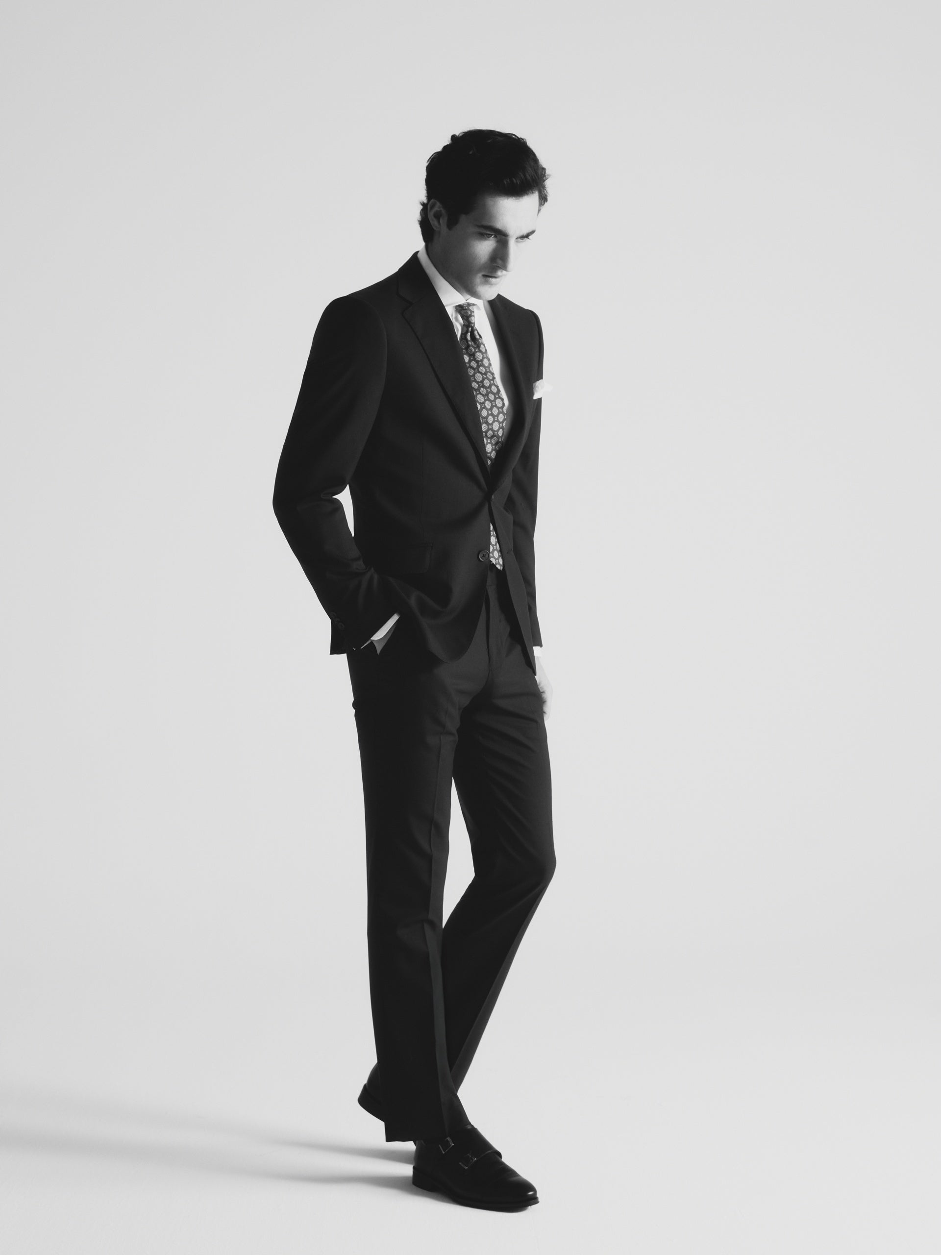 Natural stretch dark navy suit trousers