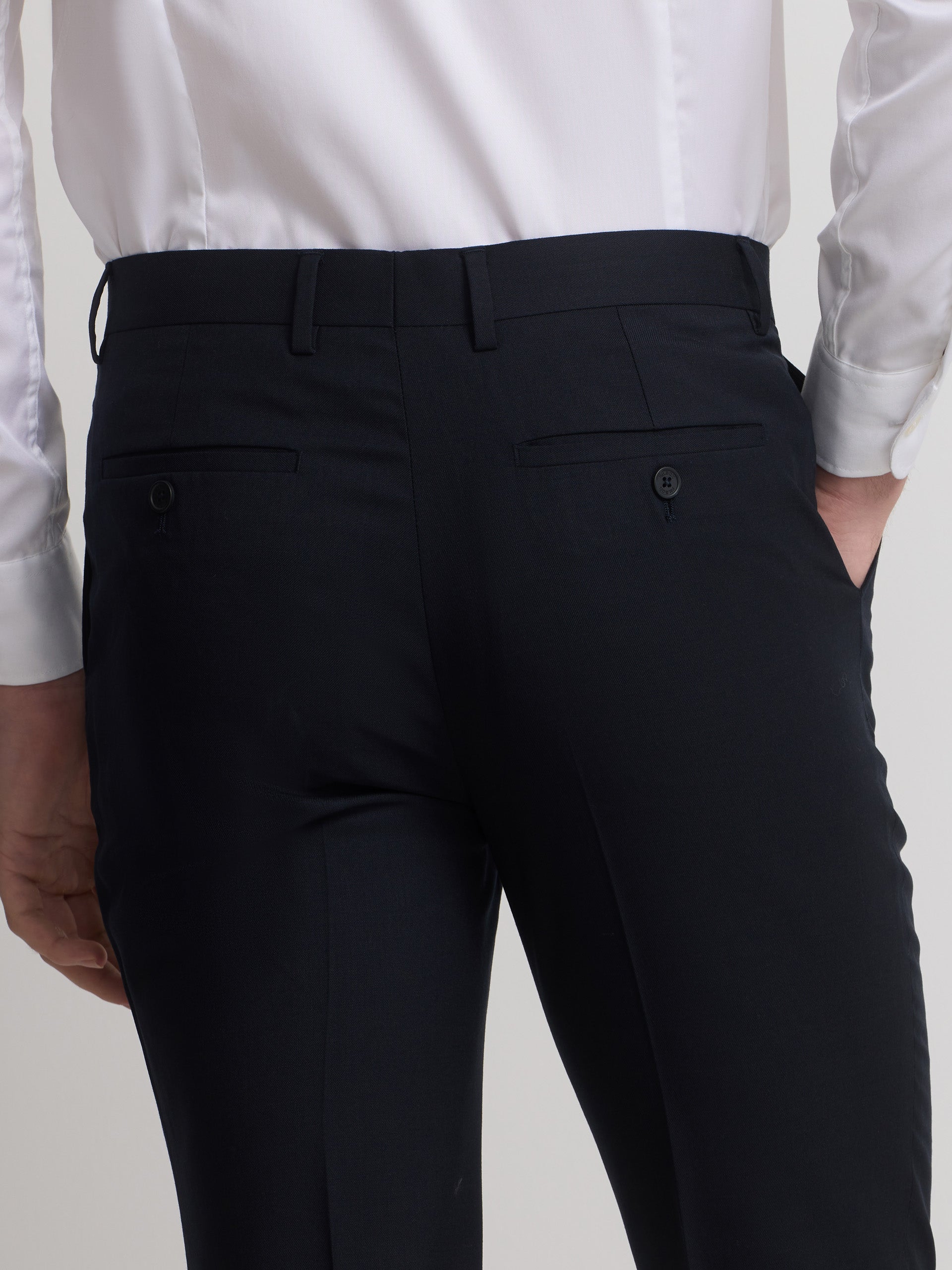 Natural stretch dark navy suit trousers