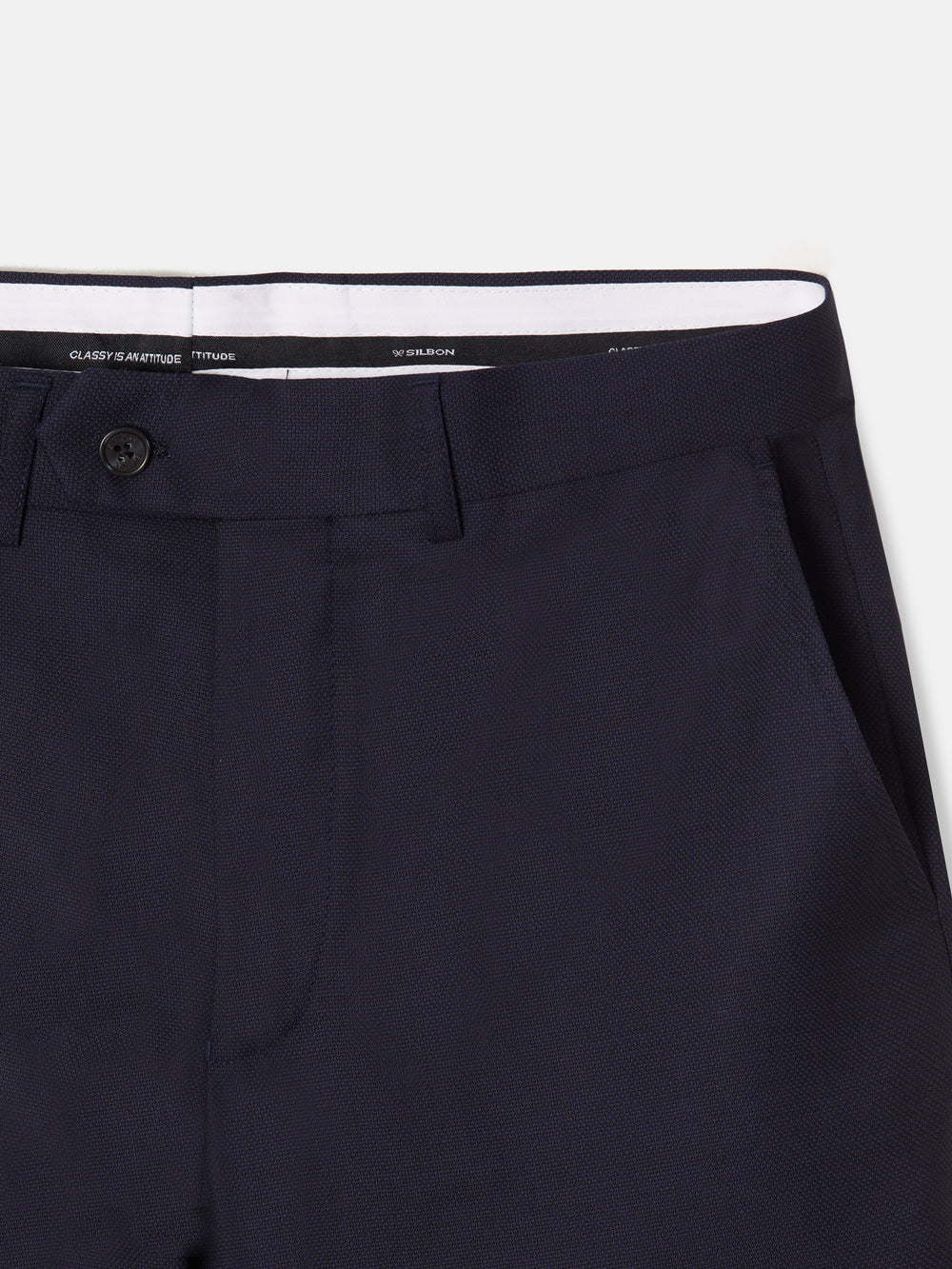 Navy blue structured suit trousers