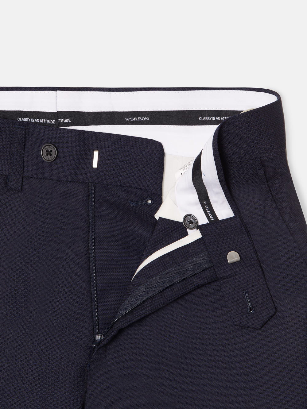Navy blue structured suit trousers