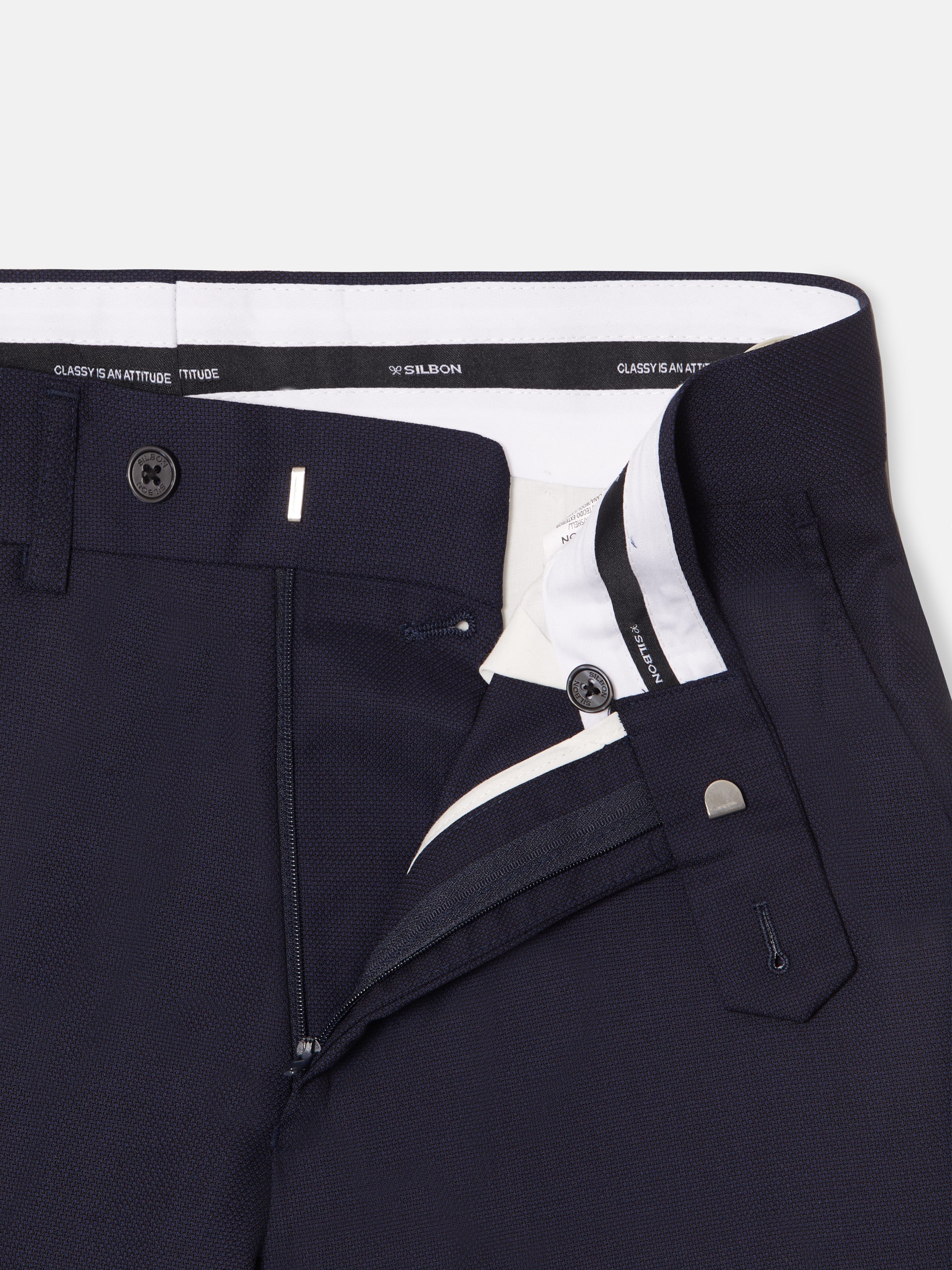 Navy blue structured suit trousers