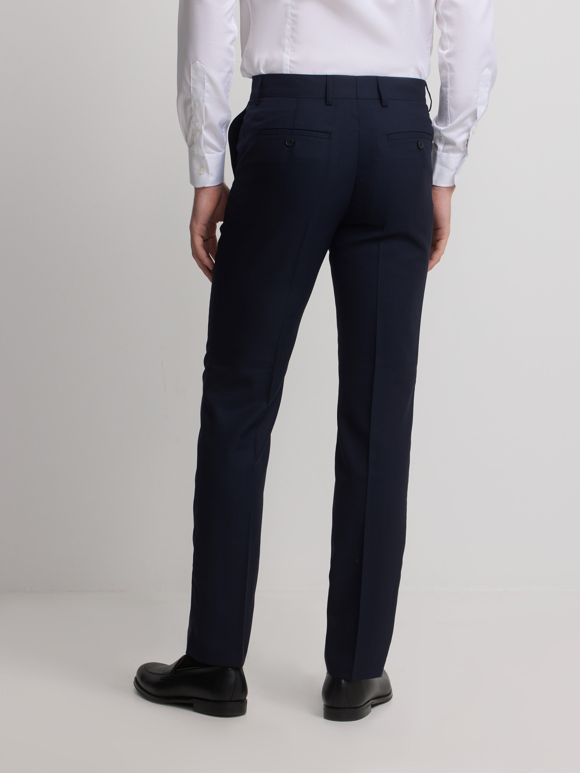 Navy blue structured suit trousers