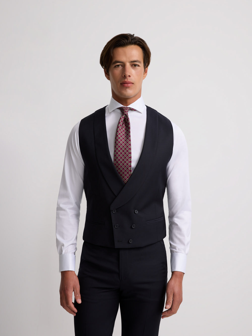 Gilet habillé stretch col rond bleu marine