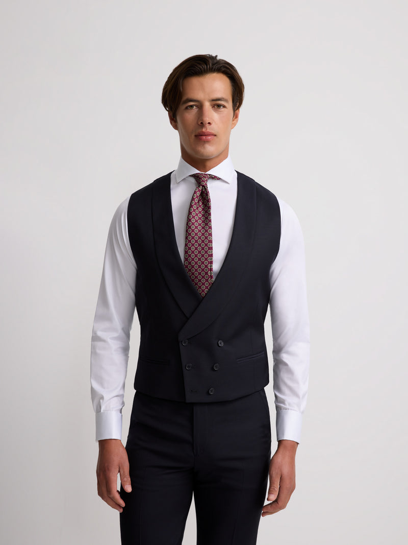 Gilet habillé stretch col rond bleu marine