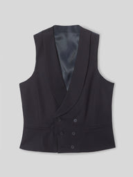 Gilet habillé stretch col rond bleu marine