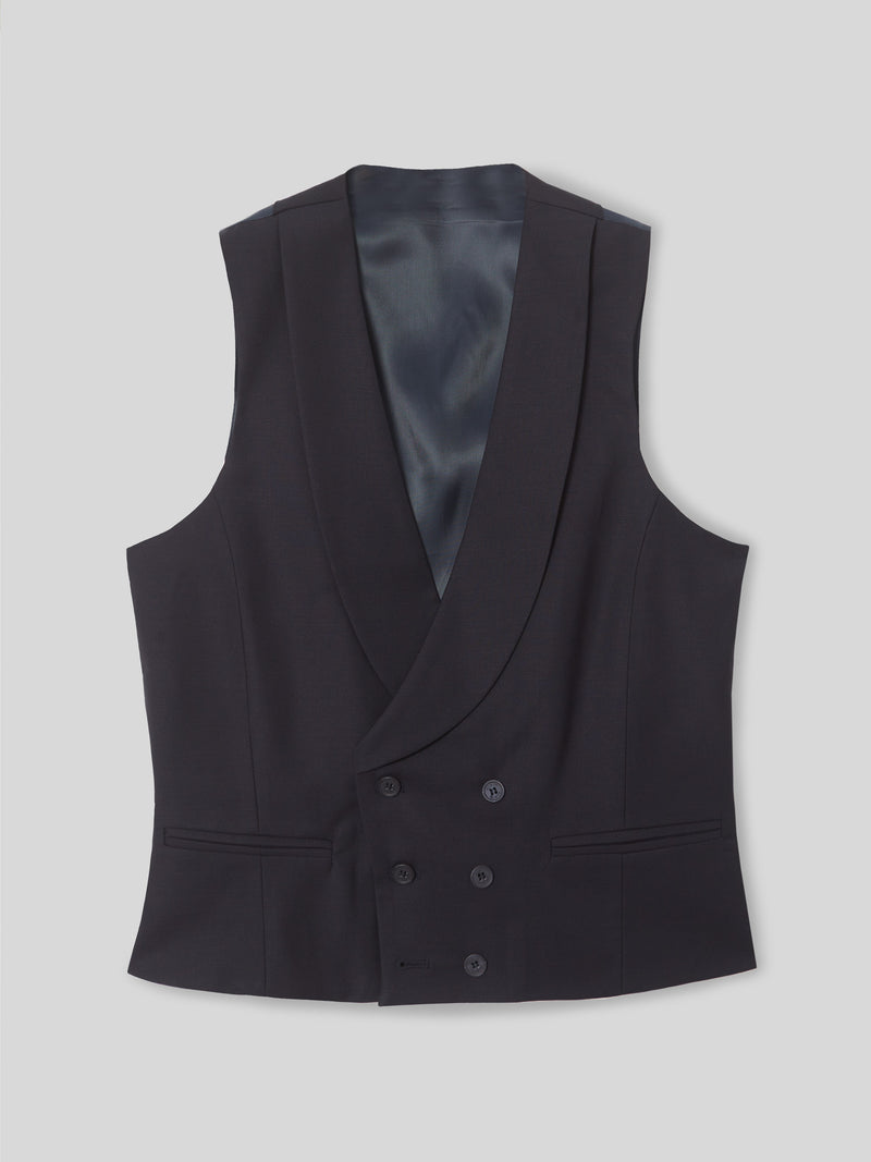Gilet habillé stretch col rond bleu marine