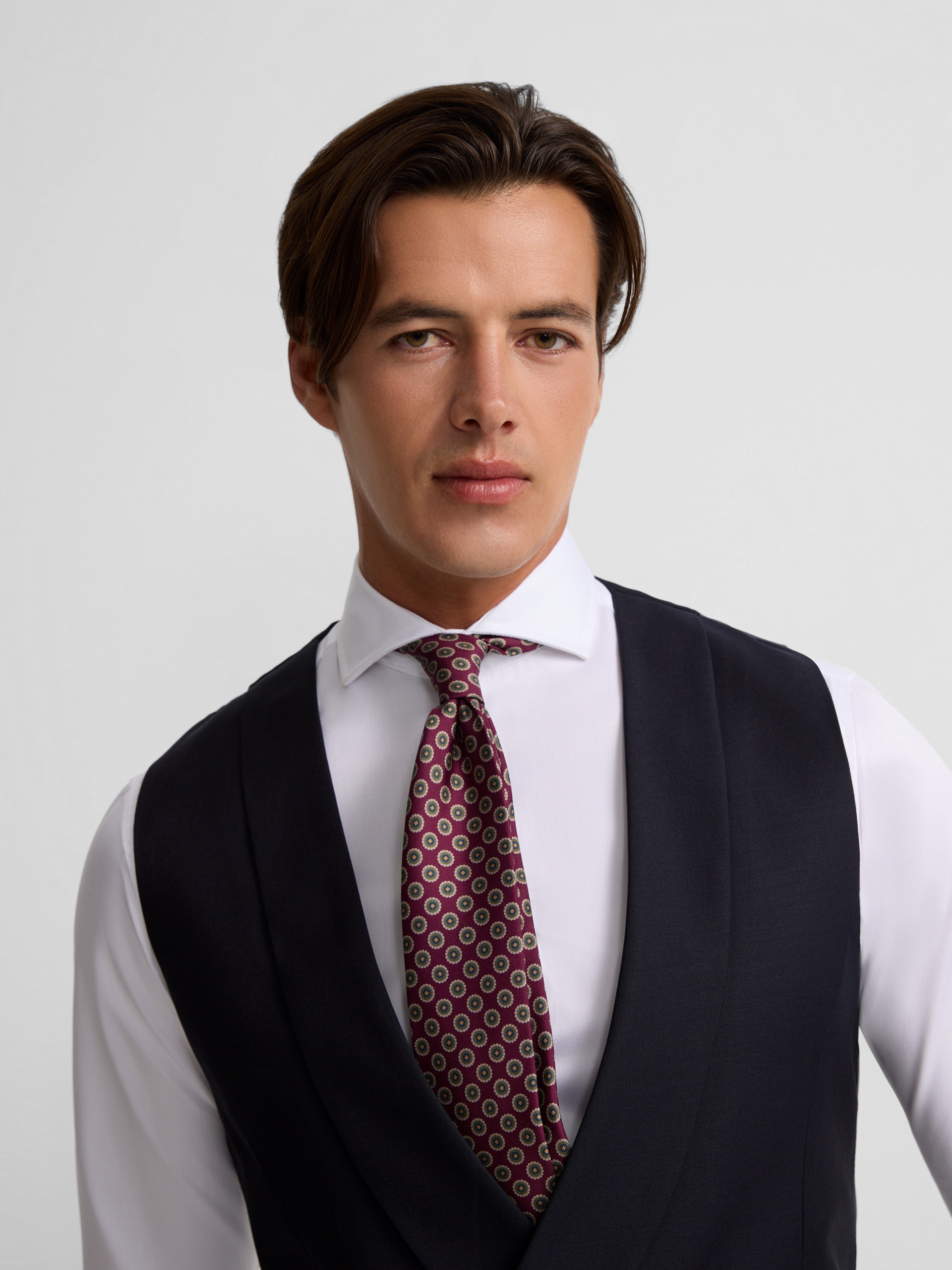 Gilet habillé stretch col rond bleu marine