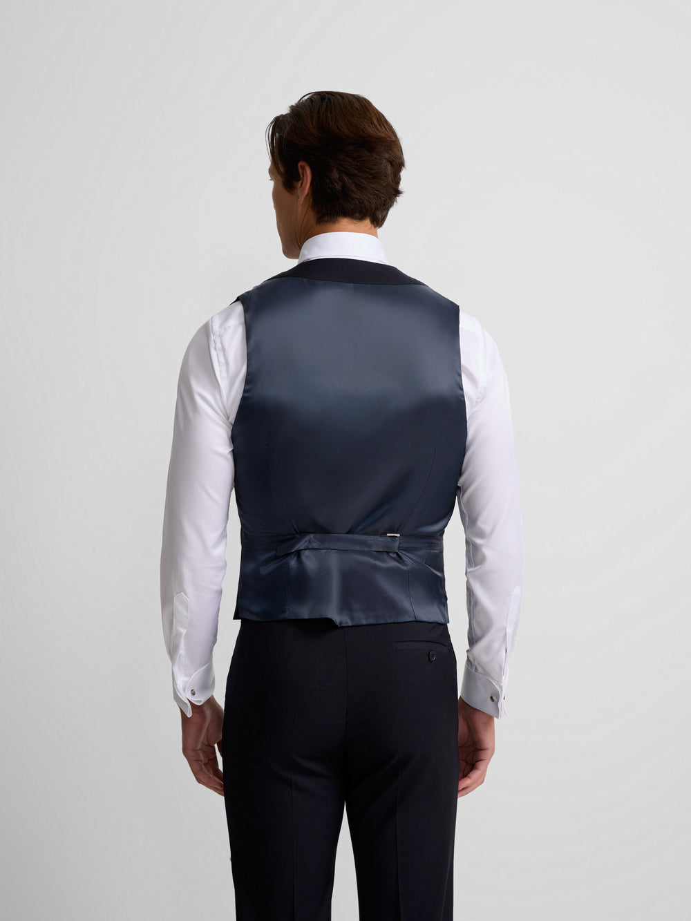 Gilet habillé stretch col rond bleu marine