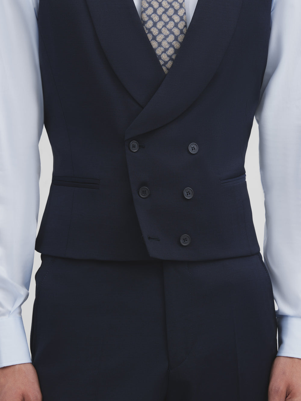 Gilet habillé stretch col rond bleu clair