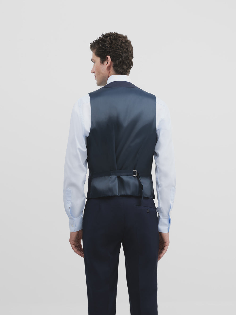 Gilet habillé stretch col rond bleu clair
