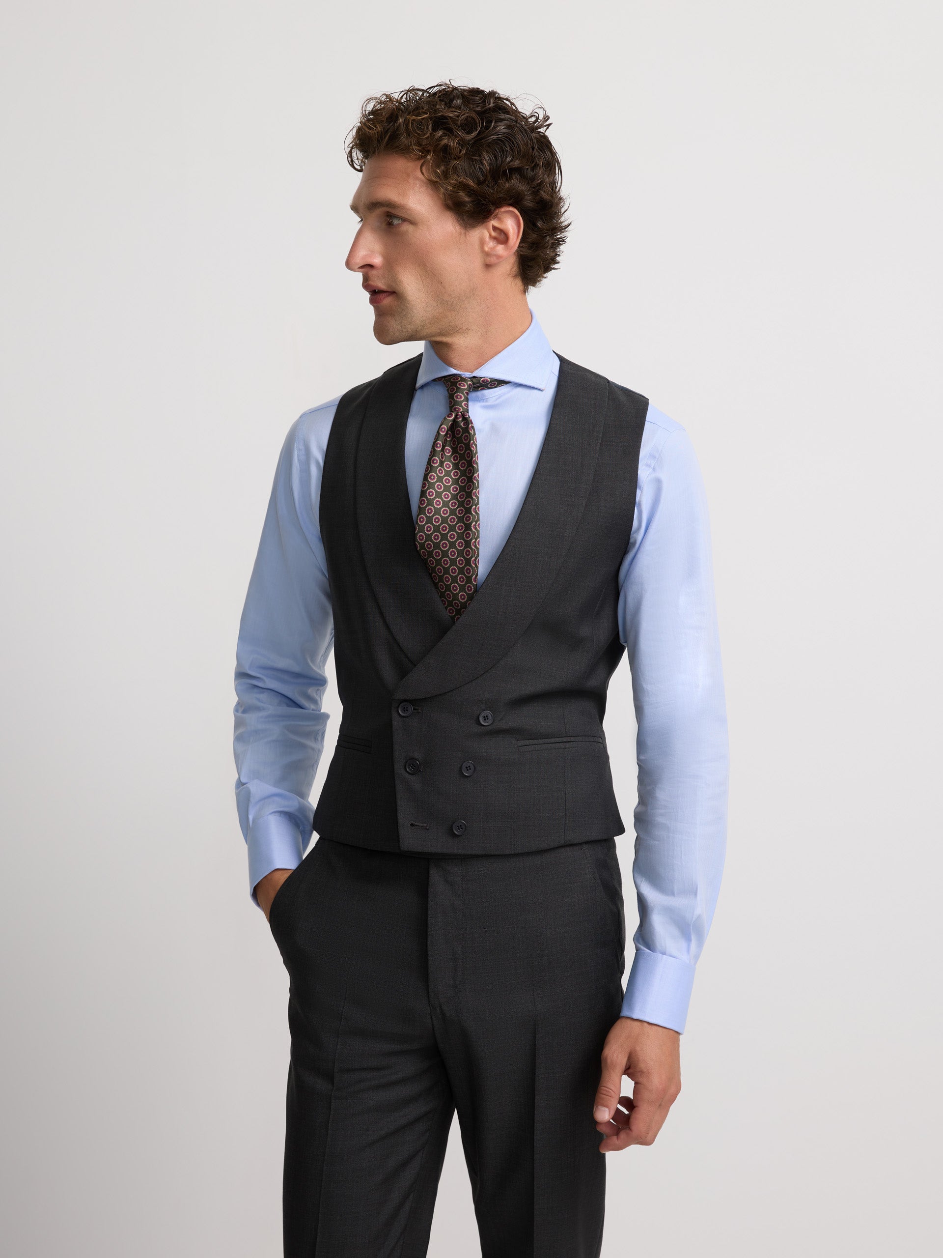 Colete de vestir stretch gola redonda cinzento