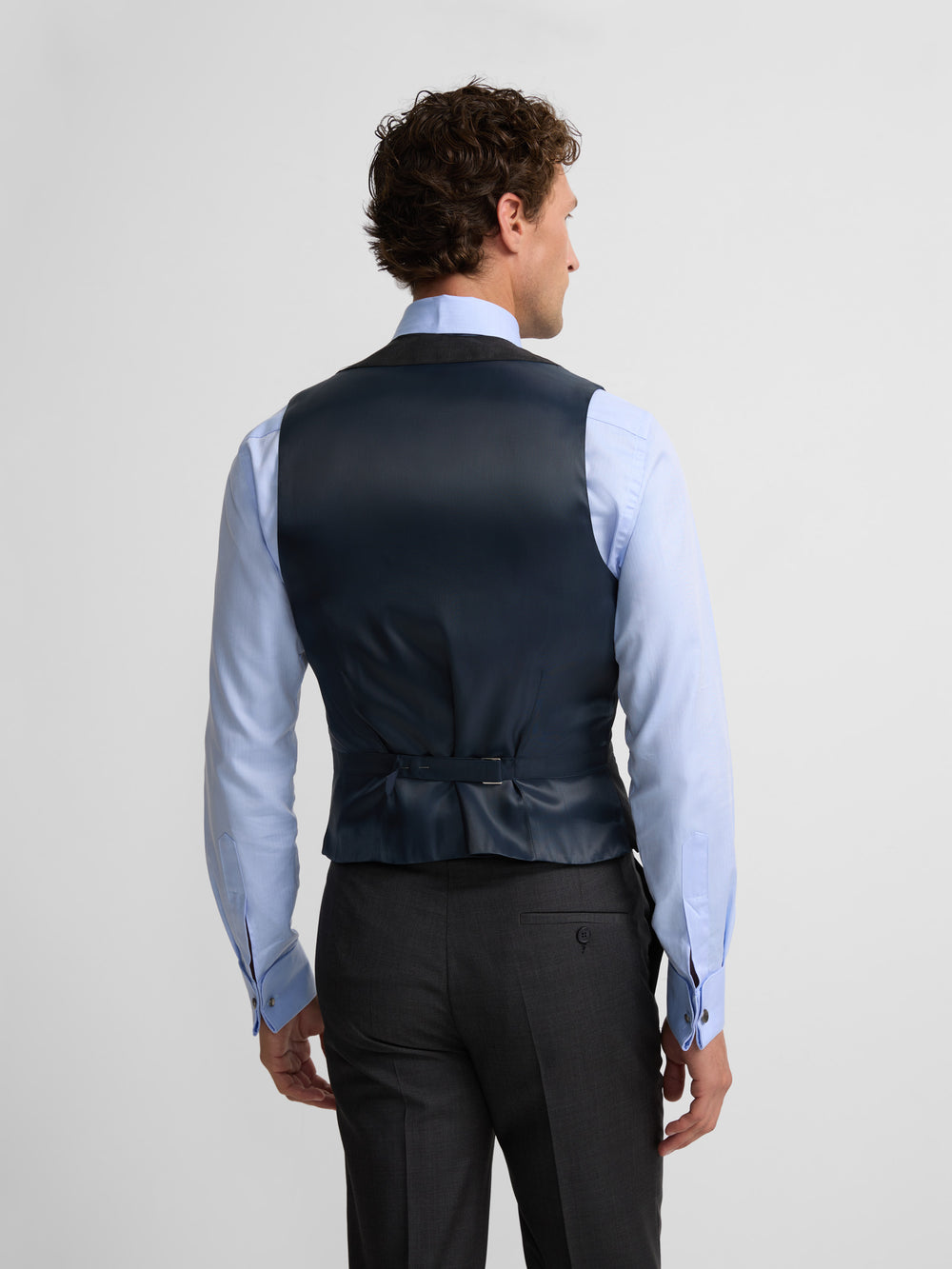 Gilet habillé stretch col rond gris