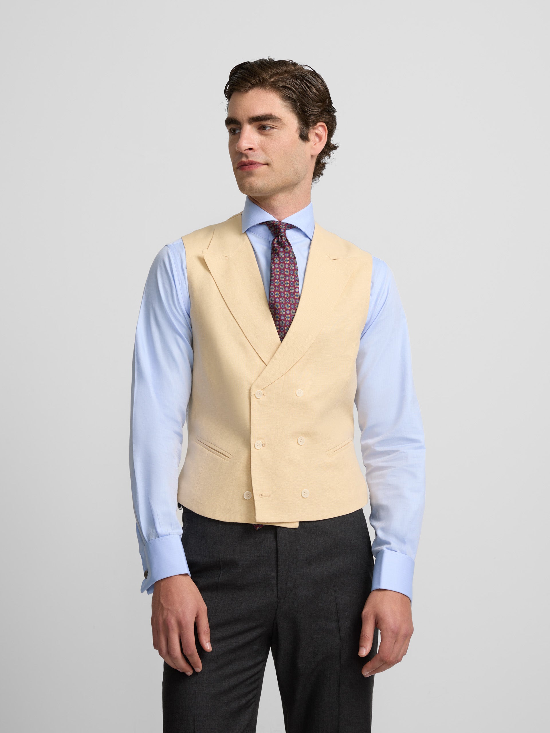 Classic camel morning coat vest