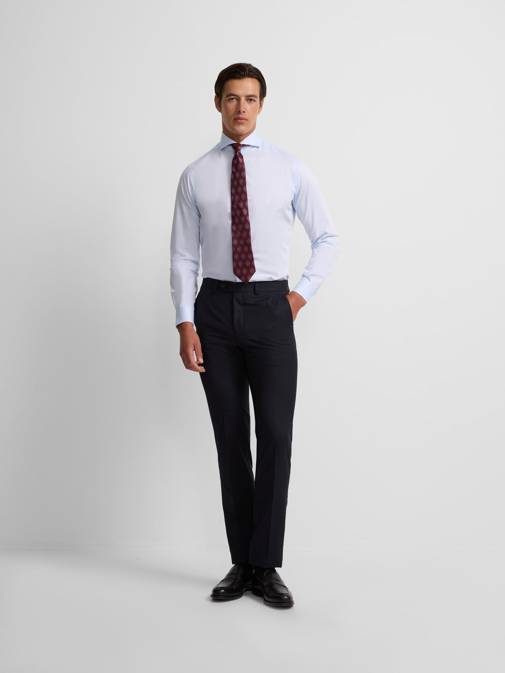Pantalon traje clasico espiga azul marino