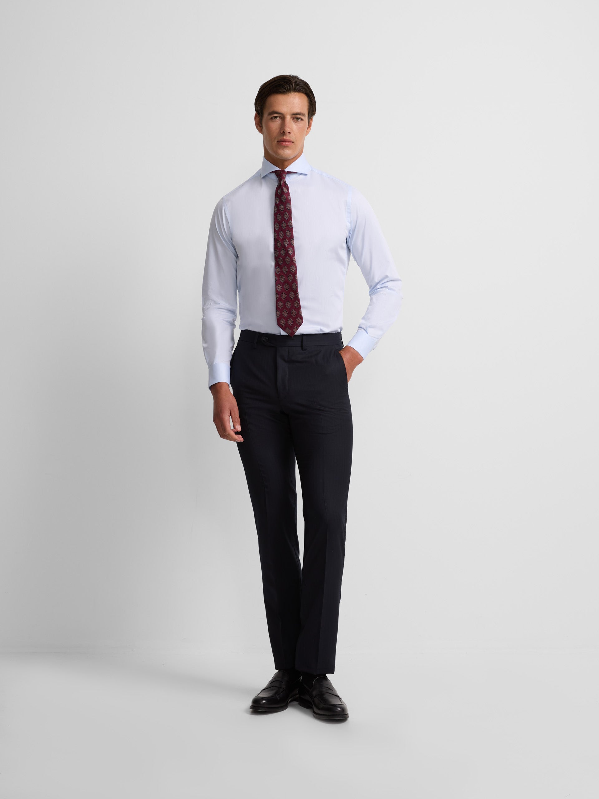 Pantalon traje clasico espiga azul marino