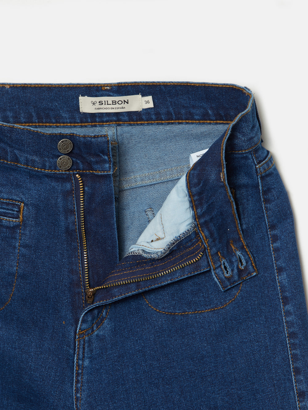 Flared denim trousers with pockets