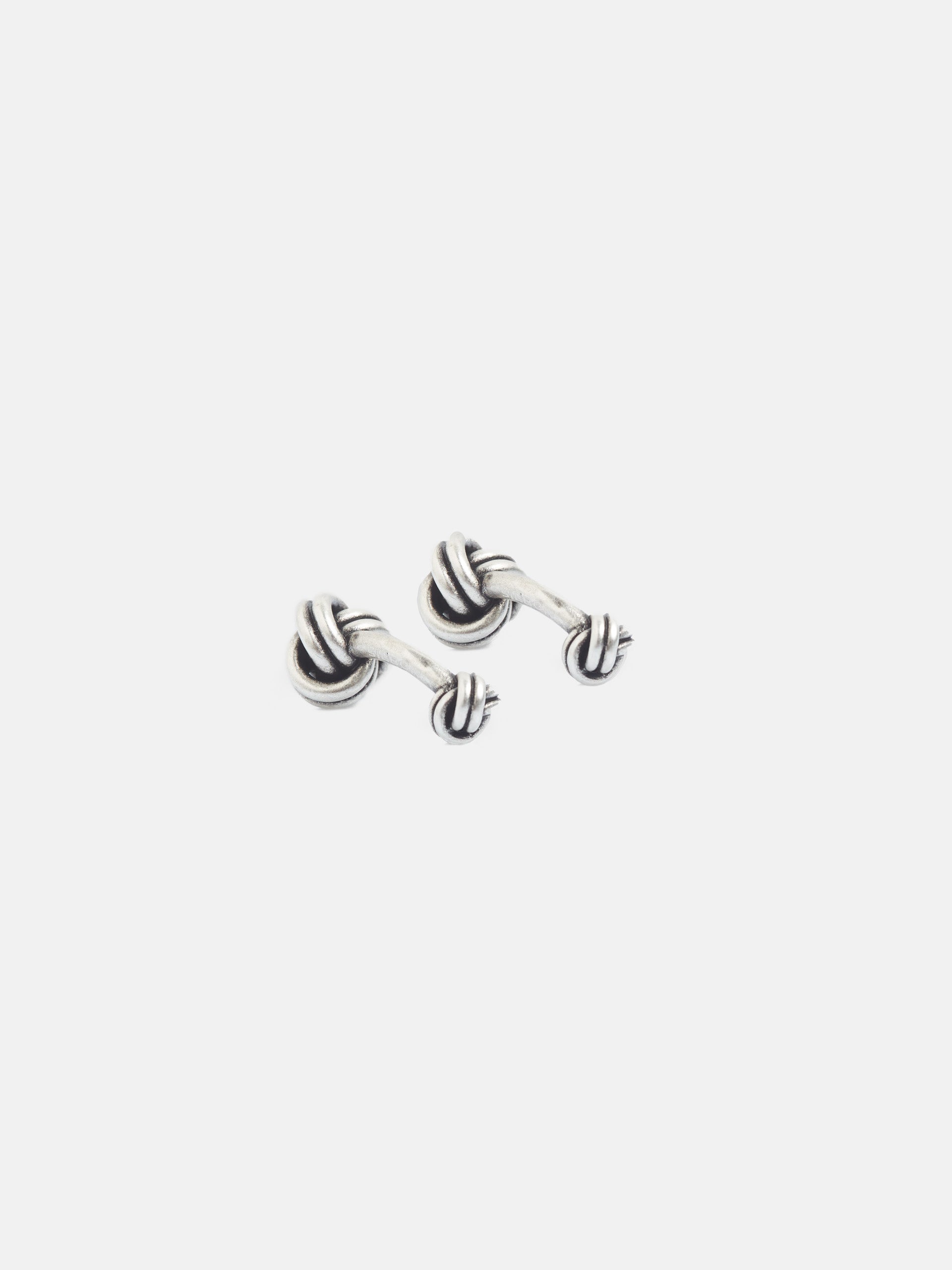Bouton de manchette nœud en argent vieilli