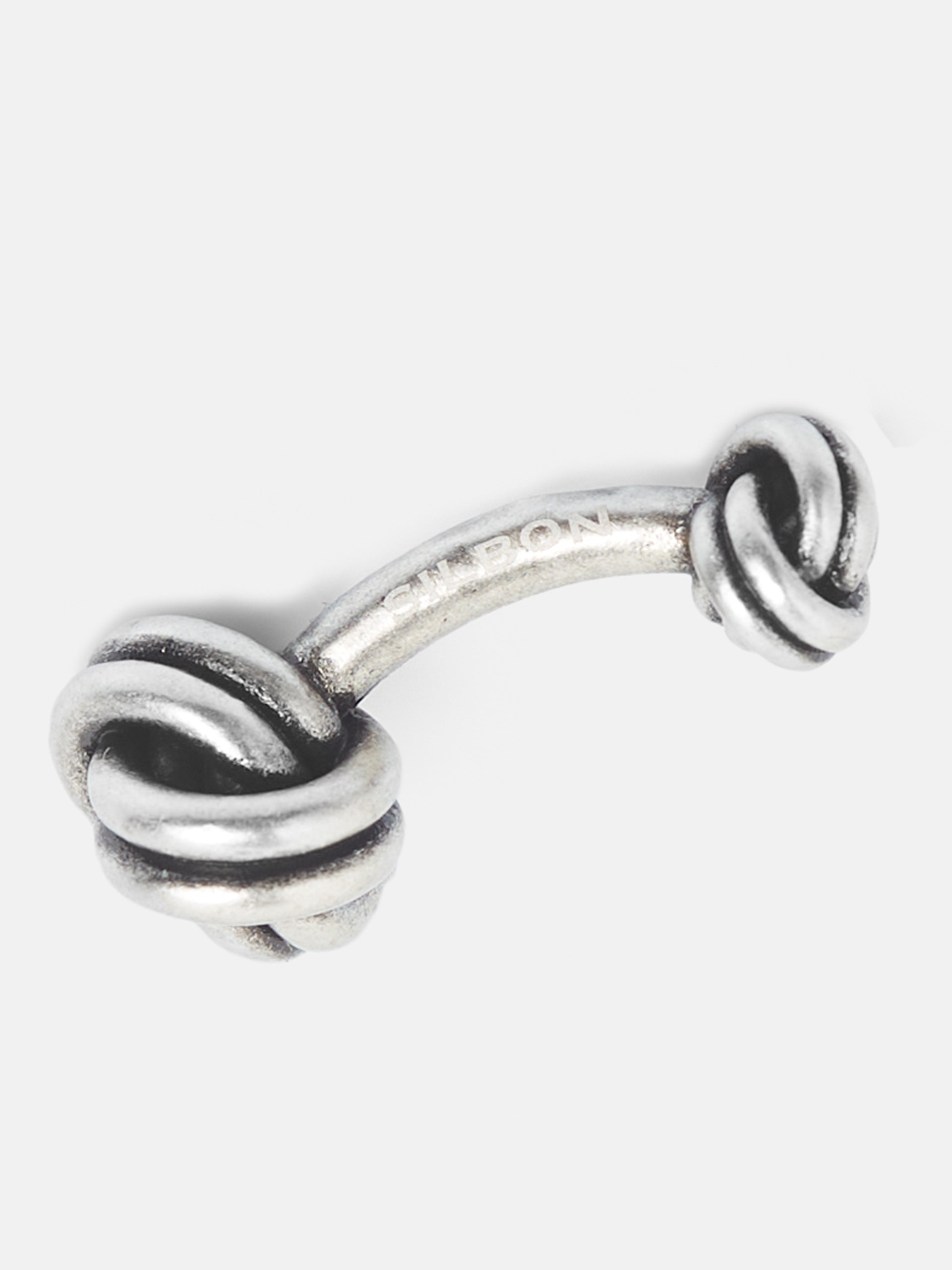 Bouton de manchette nœud en argent vieilli
