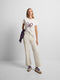 Pantalon femme culotte poches écru