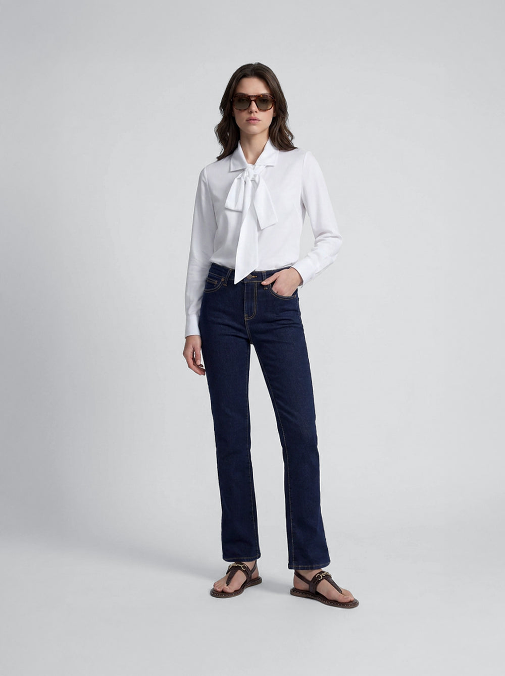 Women's navy blue boot cut trousers