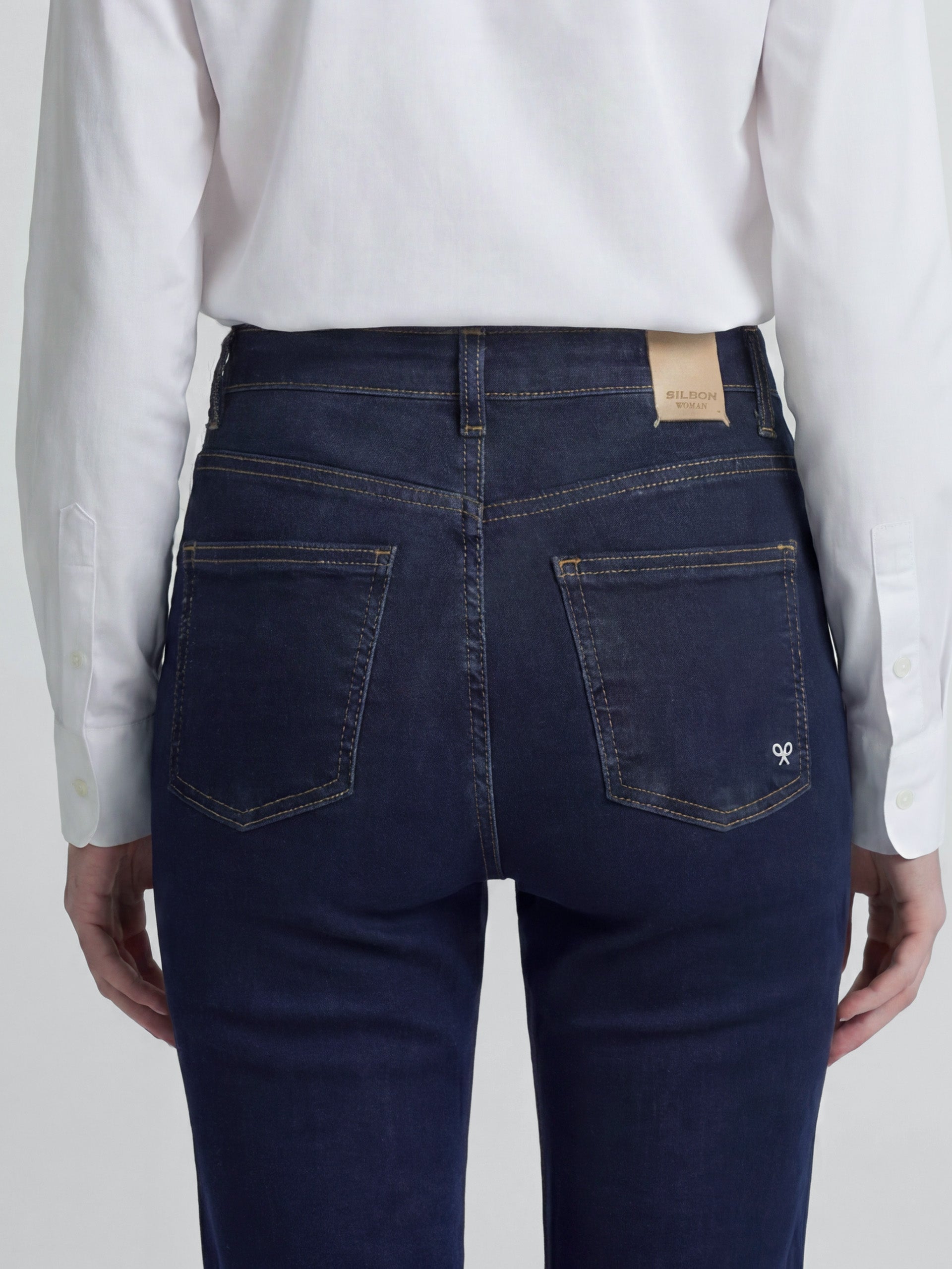 Calças de mulher boot cut azul-marinho