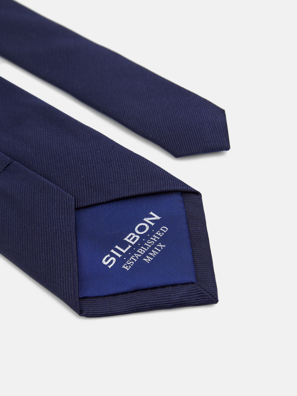 Corbata silbon lisa azul marino