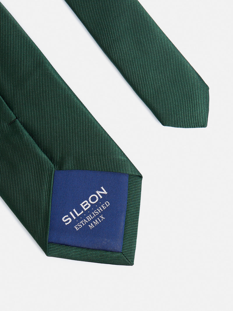 Cravate Silbon unie verte