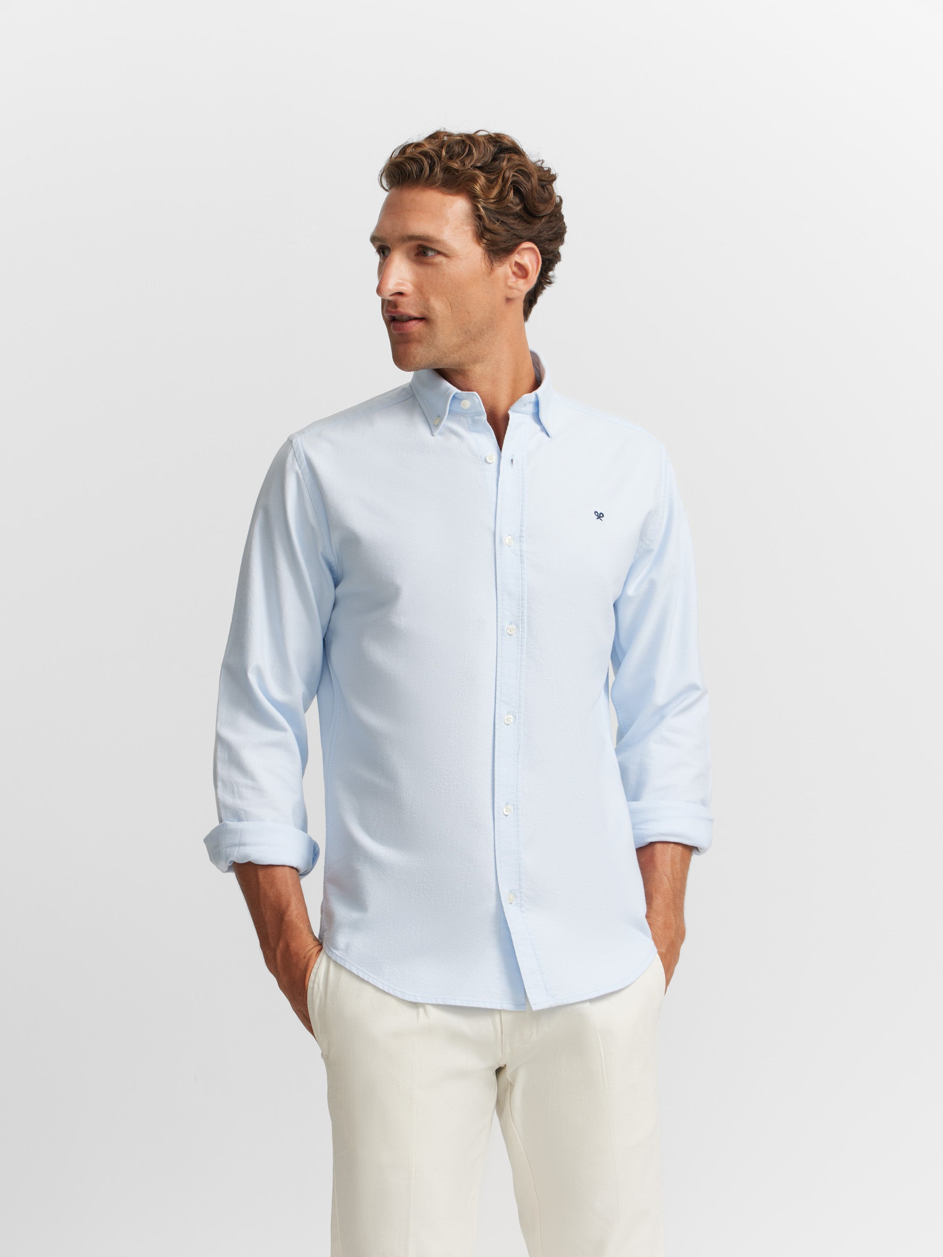 Camisa sport oxford celeste