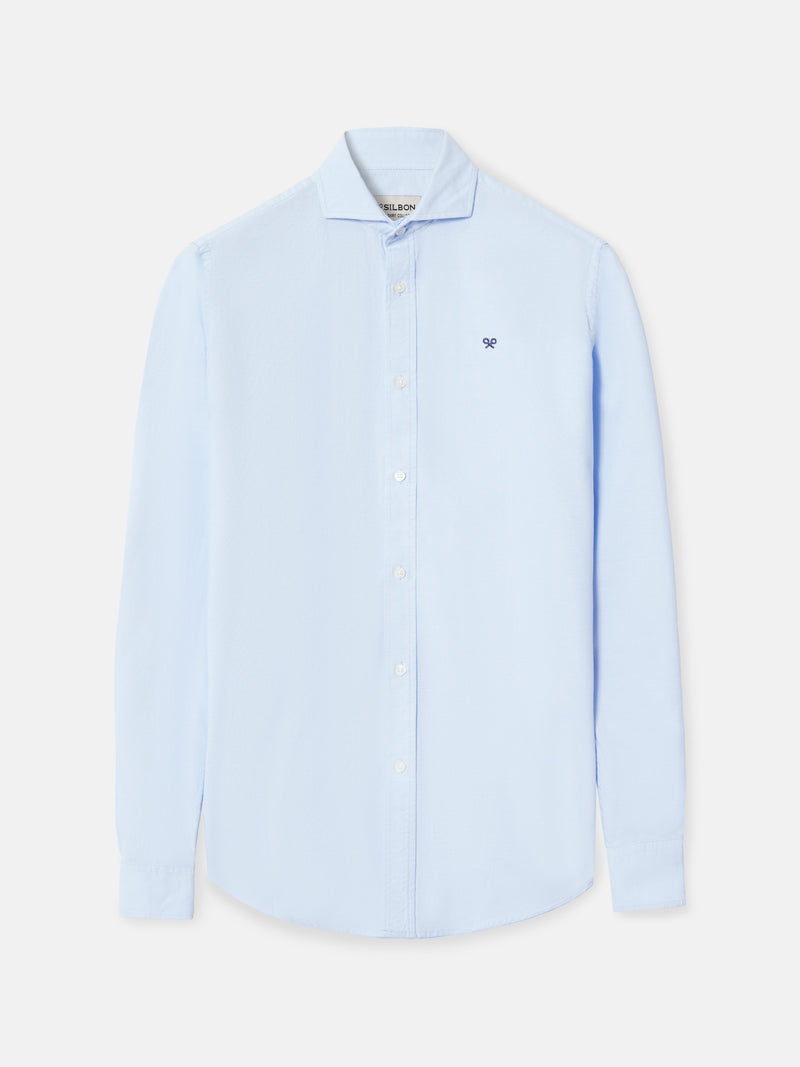 Light blue oxford cutaway sport shirt