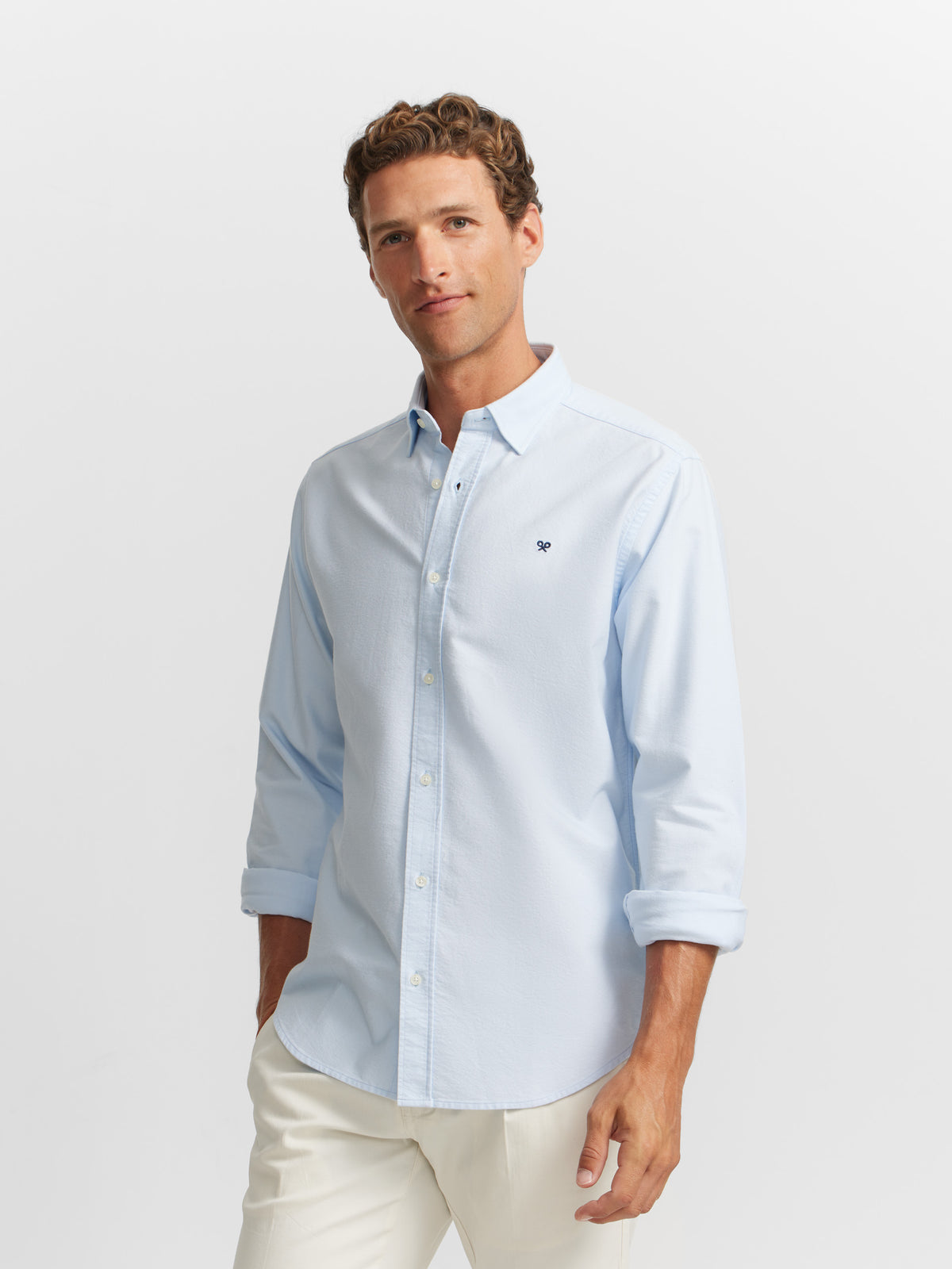 Chemise sport oxford cutaway bleu ciel